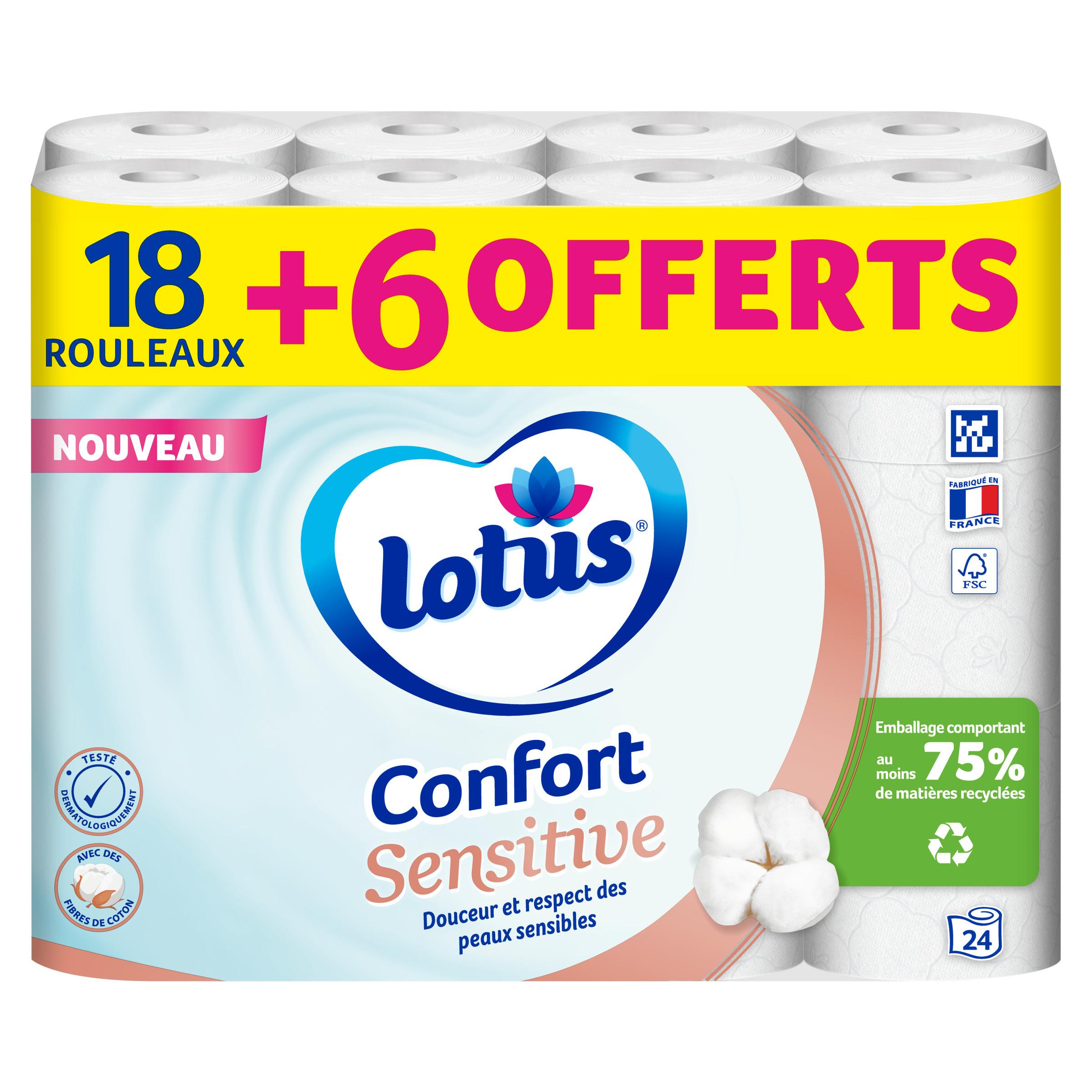 LOTUS Papier toilette Sensitive confort 24 rouleaux FORMAT PROMO