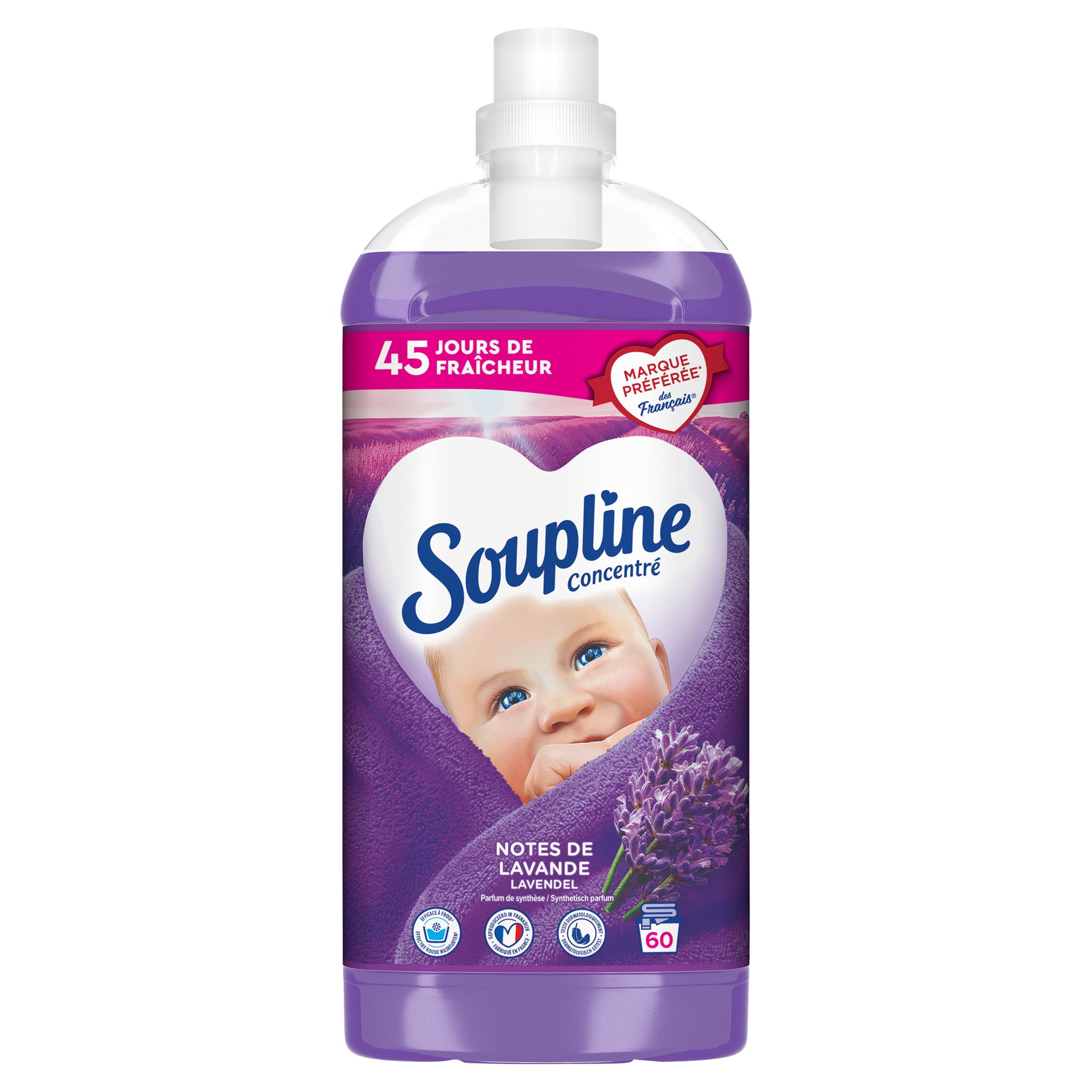 SOUPLINE Adoucissant Base Naturals lavande 45 lavages 1.2l
