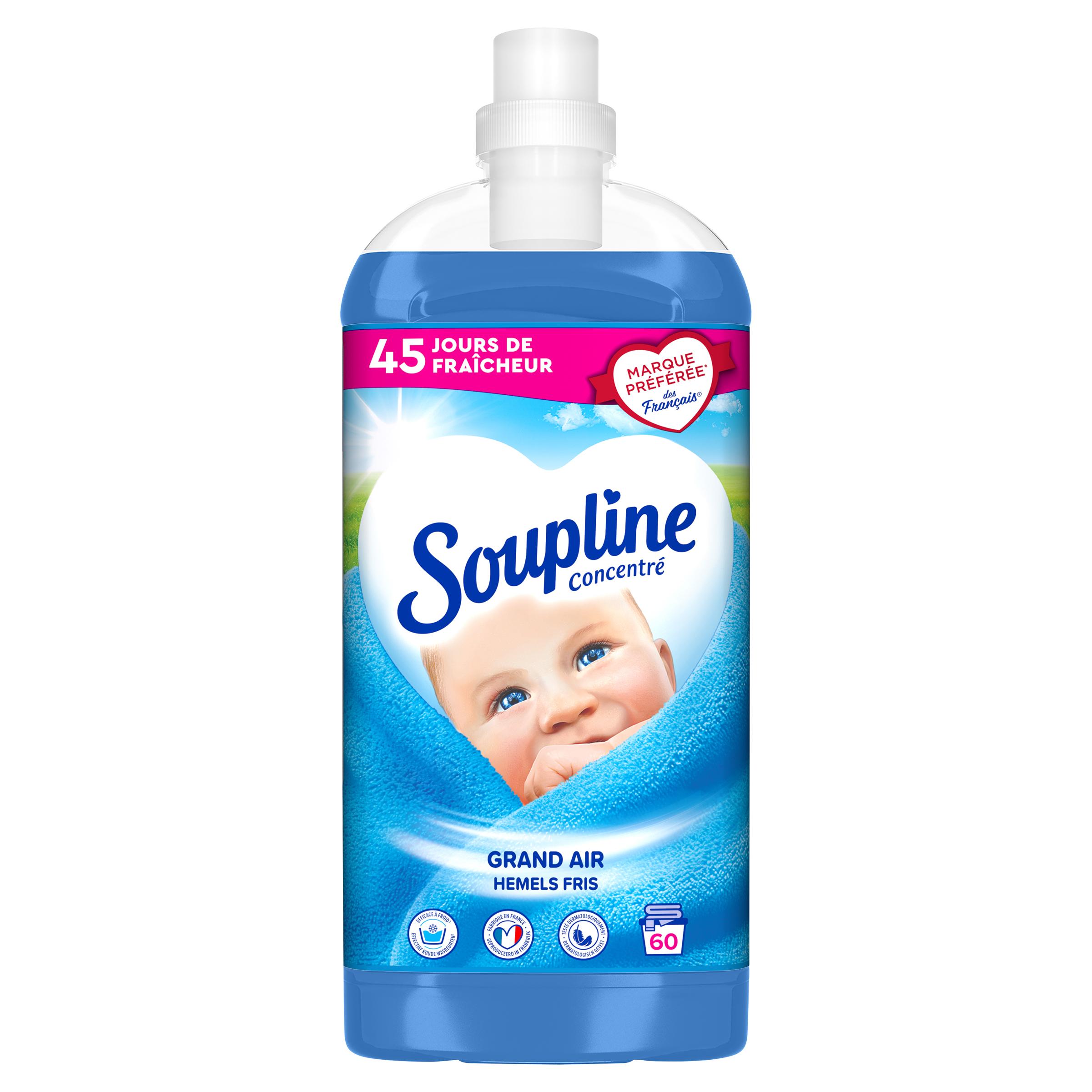 SOUPLINE Adoucissant liquide ingrédients naturels grand air 60 lavages 1.2l