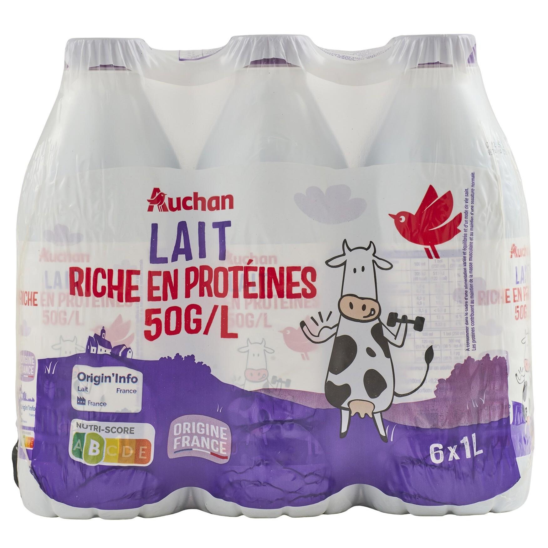 AUCHAN Lait hyper protéiné UHT 6x1l