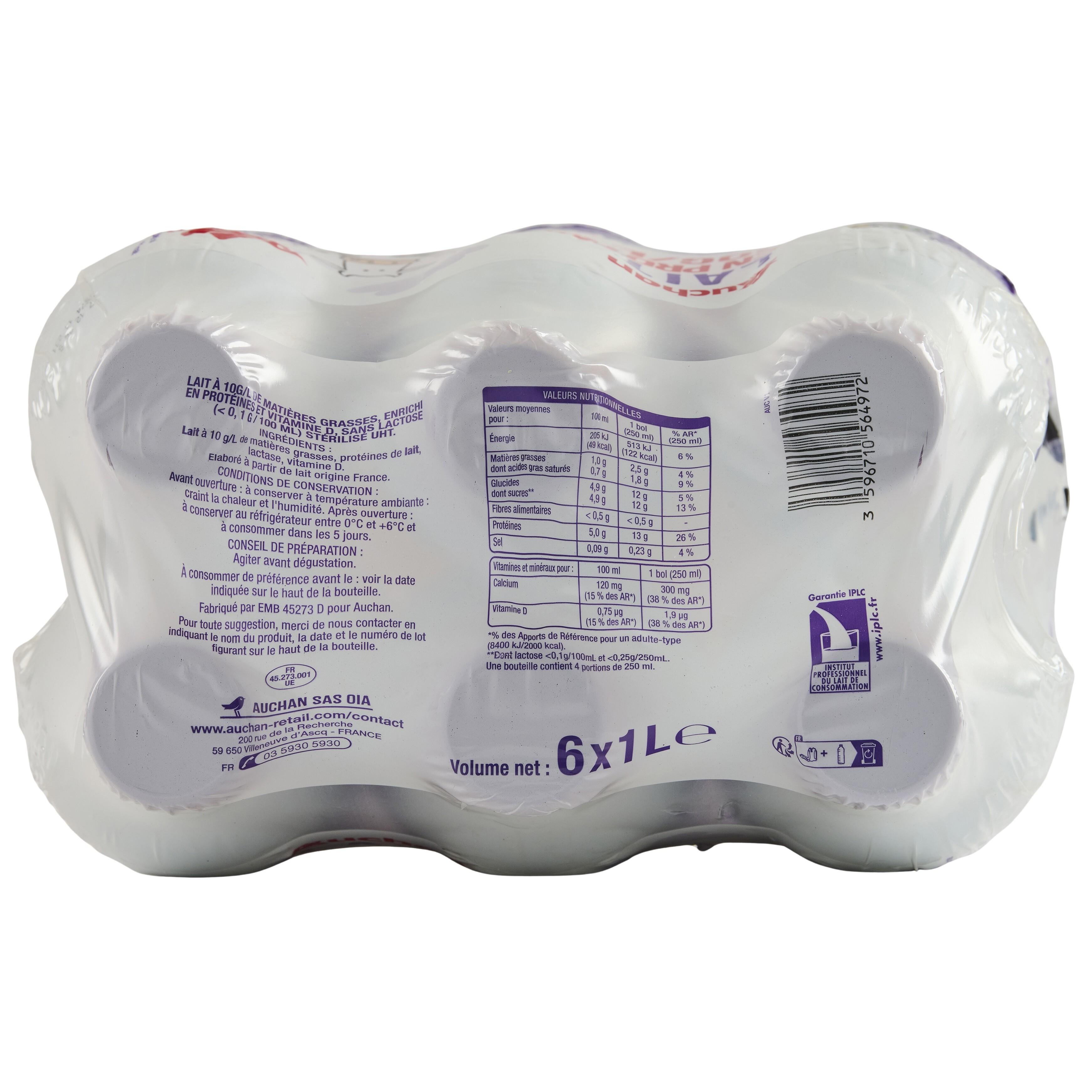 Voir la diapositive 3 : AUCHAN Lait hyper protéiné UHT 6x1l