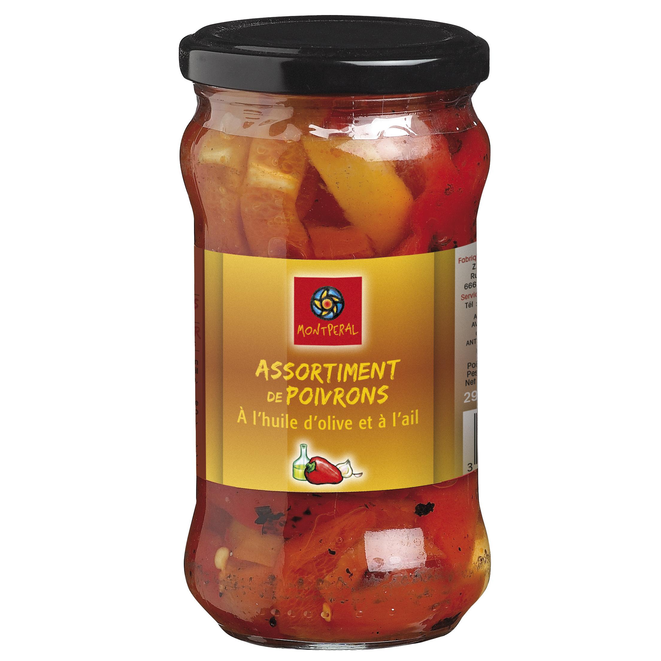 MONTPERAL Poivrons grillés bocal à l'huile d'olive et à l'ail 340g