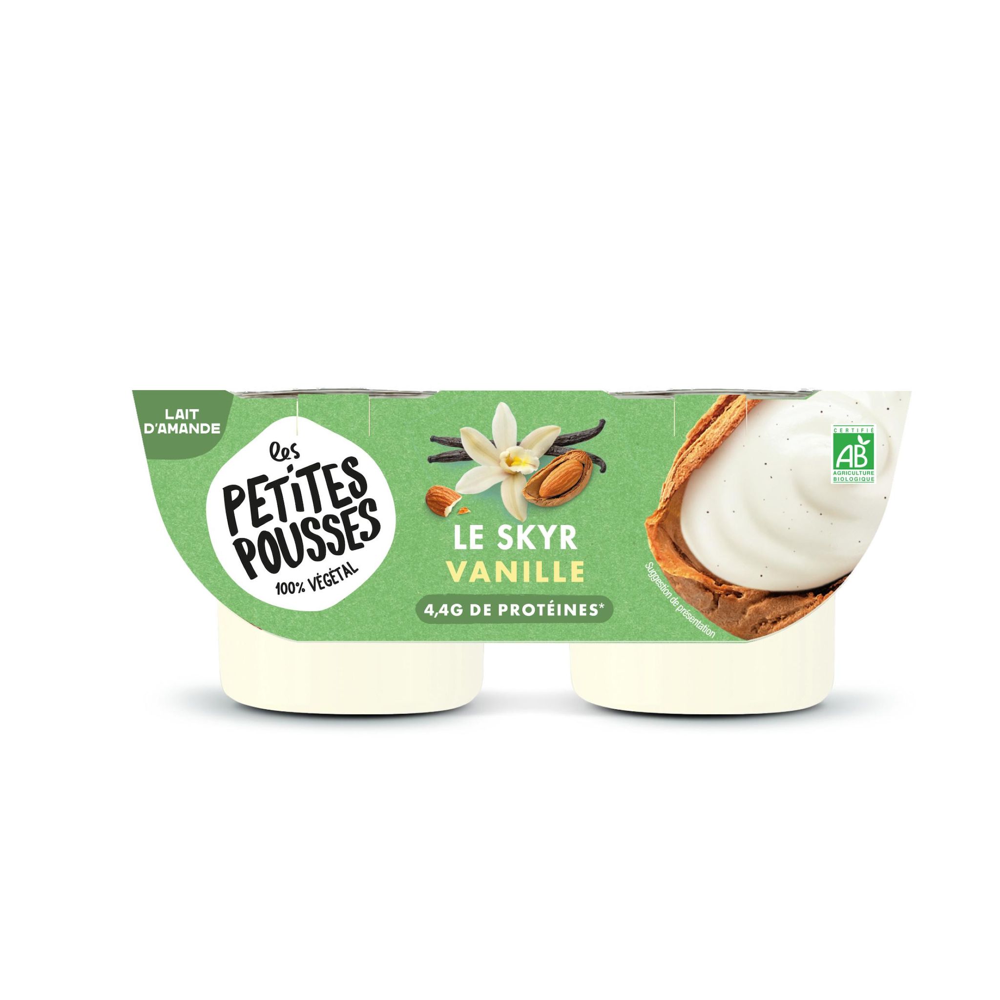 LES PETITES POUSSES Skyr végétal au lait d'amande à la vanille bio 2x100g