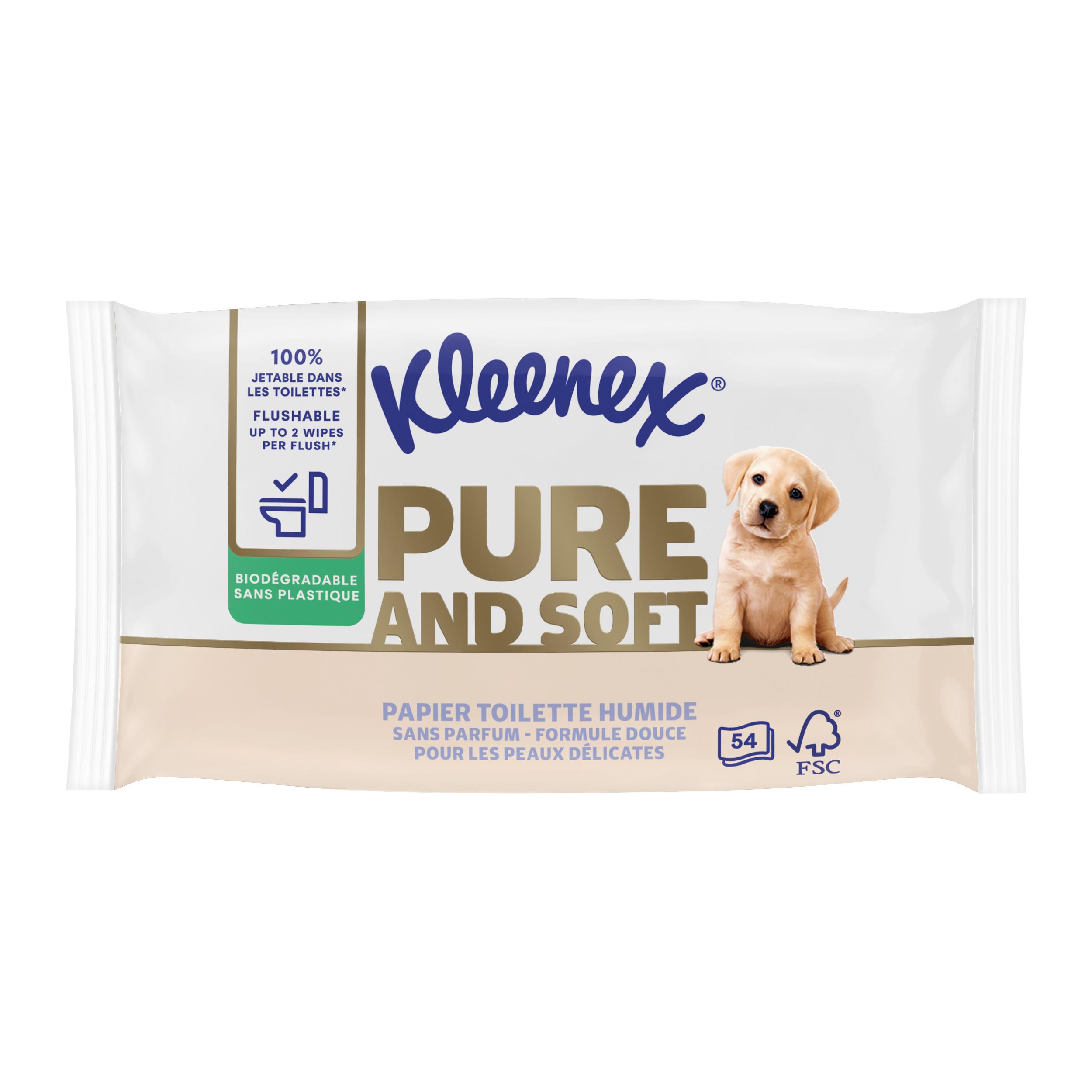 KLEENEX Papier toilette humide Pure & Soft doux 54 lingettes