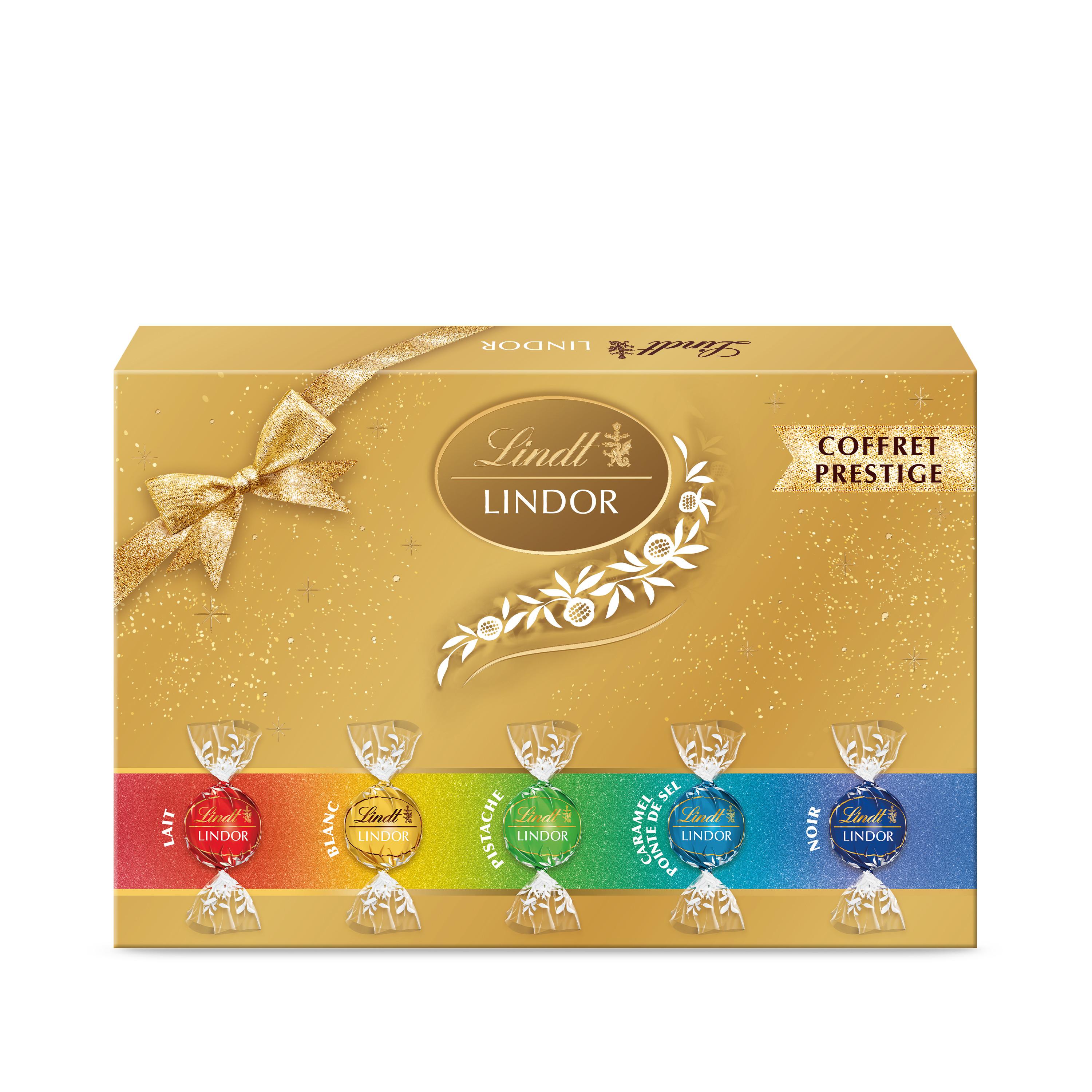 LINDT Lindor Assortiment de bouchées de chocolats au lait, noir et blanc 247g