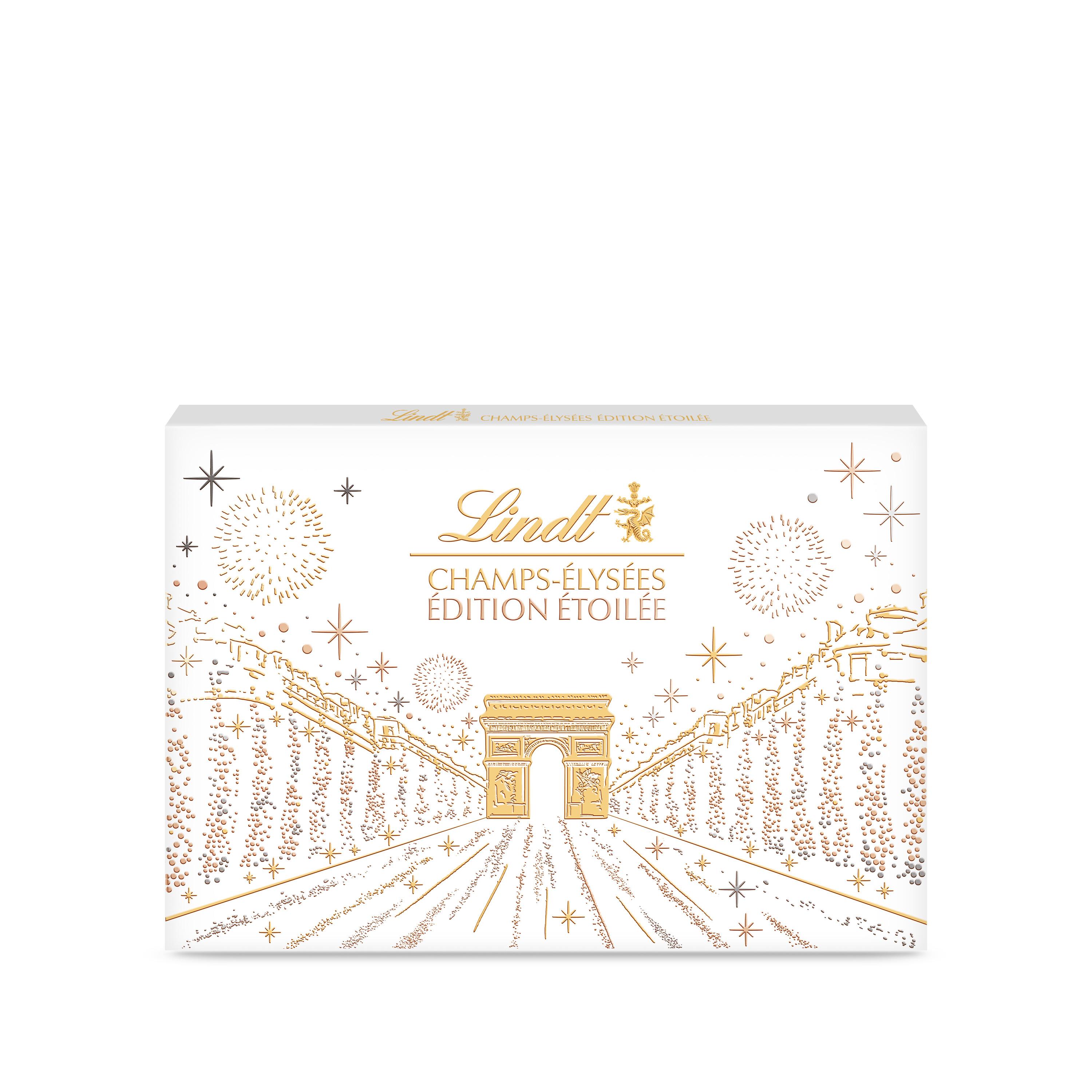 LINDT Champs-Elysées Assortiment de chocolats au lait, noir et blanc fourrés 44 bouchées 465g