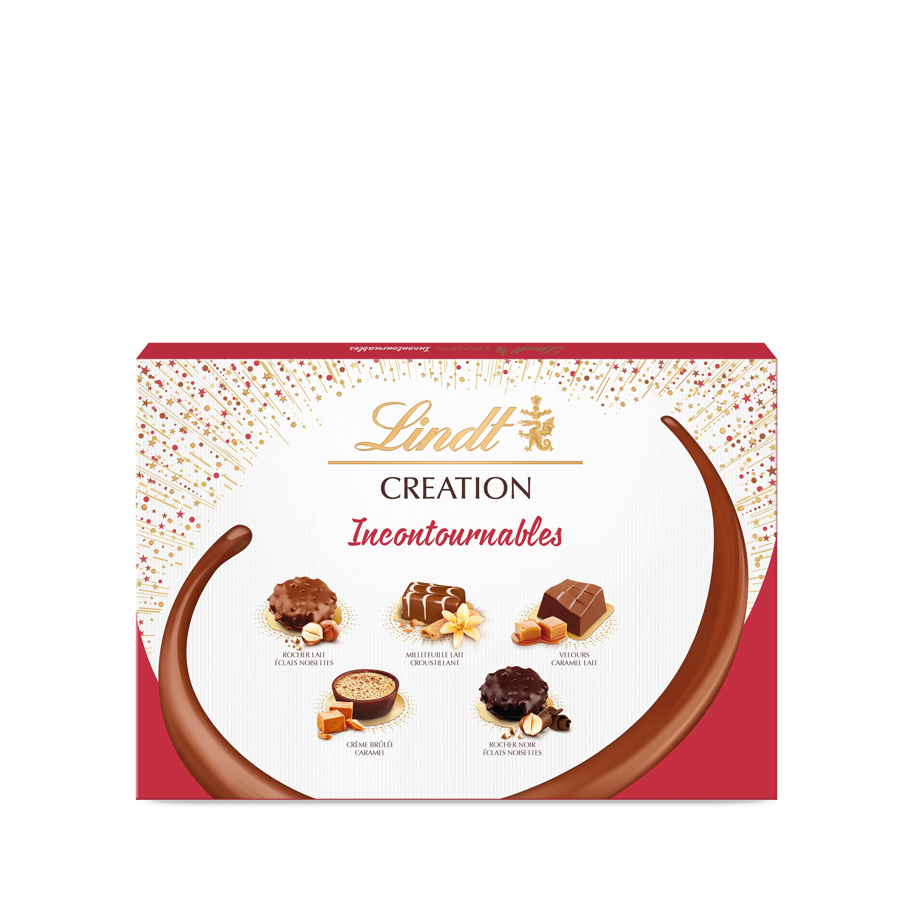 LINDT Création Assortiment de chocolats noir et au lait fourrés 40 bouchées 404g