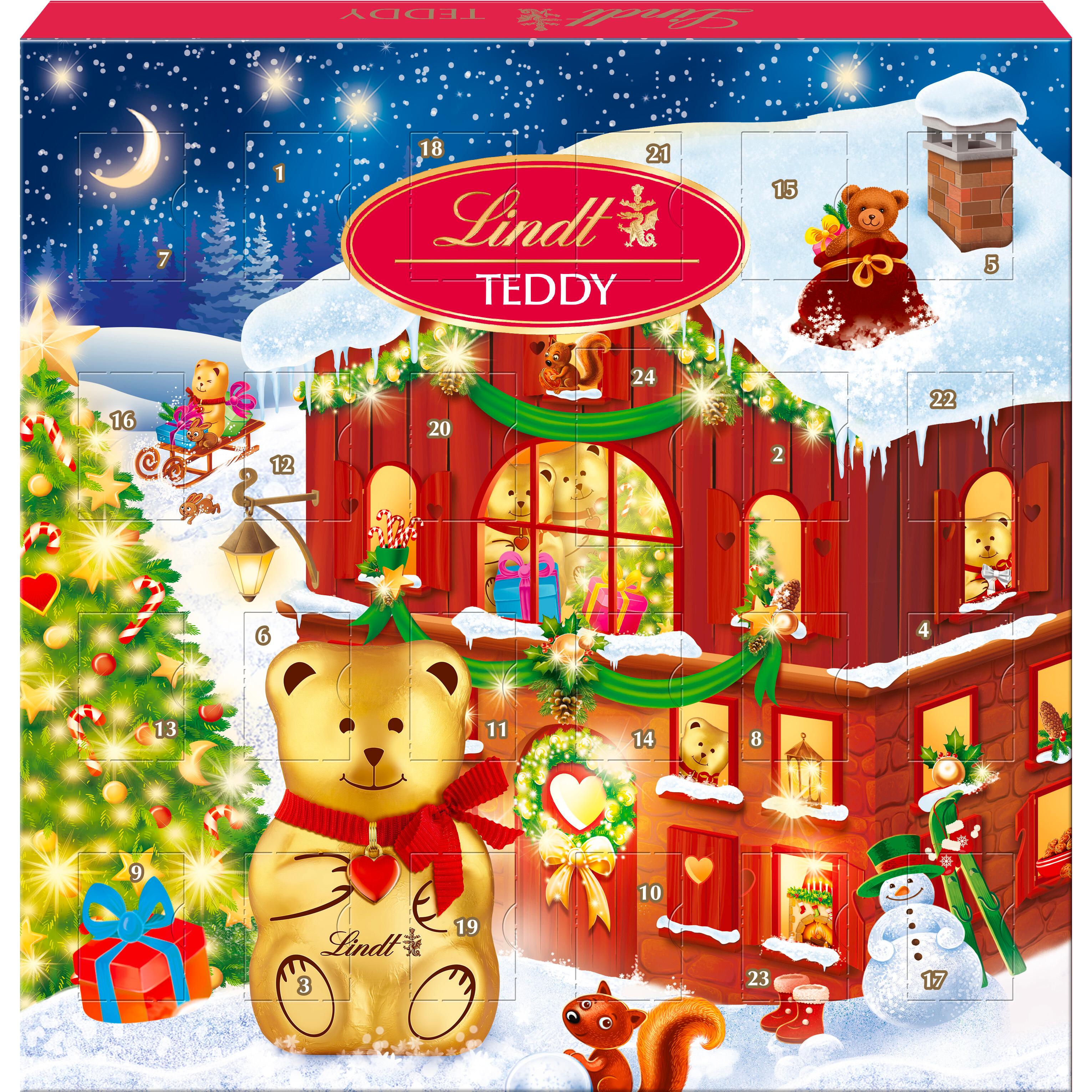 LINDT Calendrier de l'Avent Teddy assortiment de bouchées de chocolats 113g