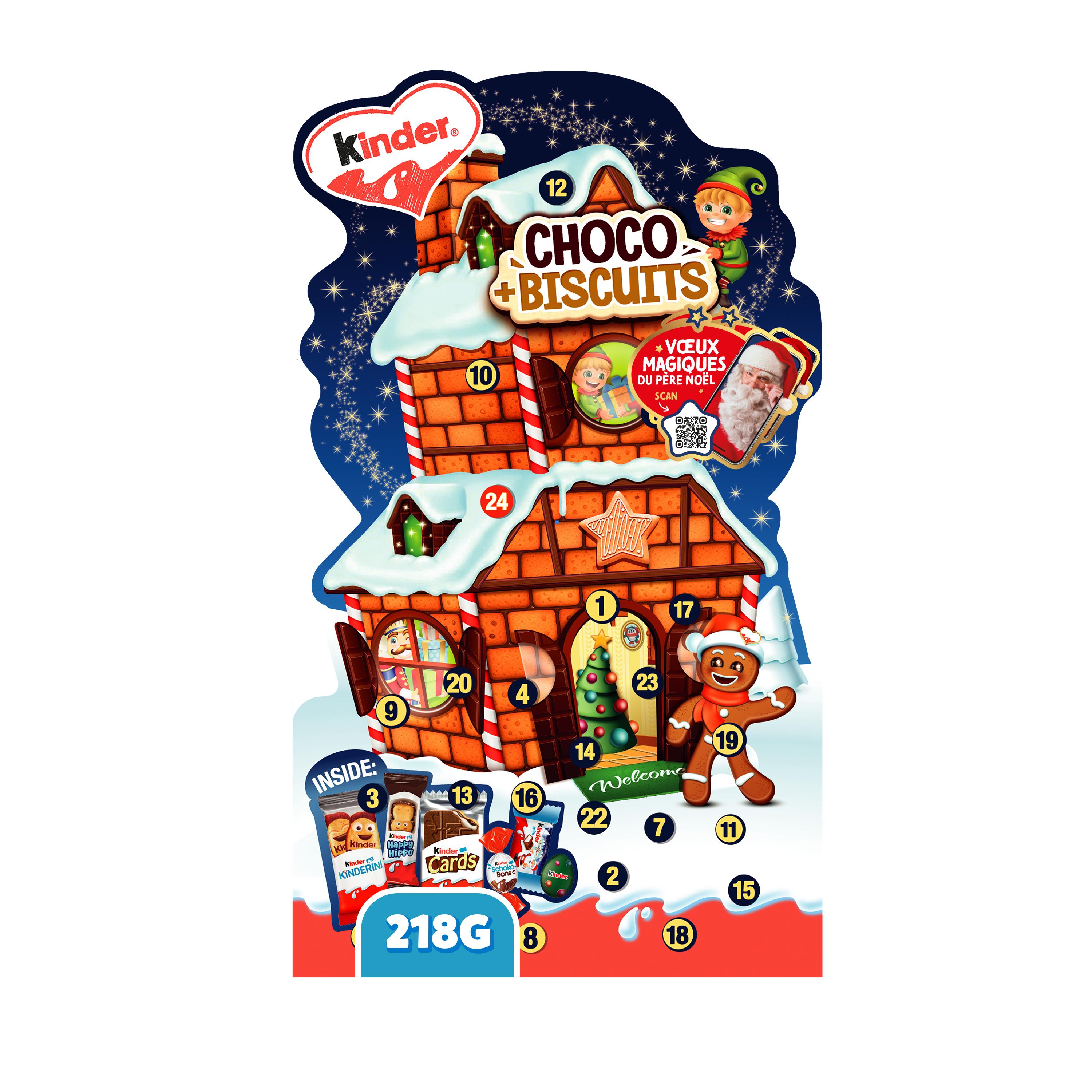 KINDER Calendrier de l'avent assortiment de confiseries chocolatées et biscuits 218g