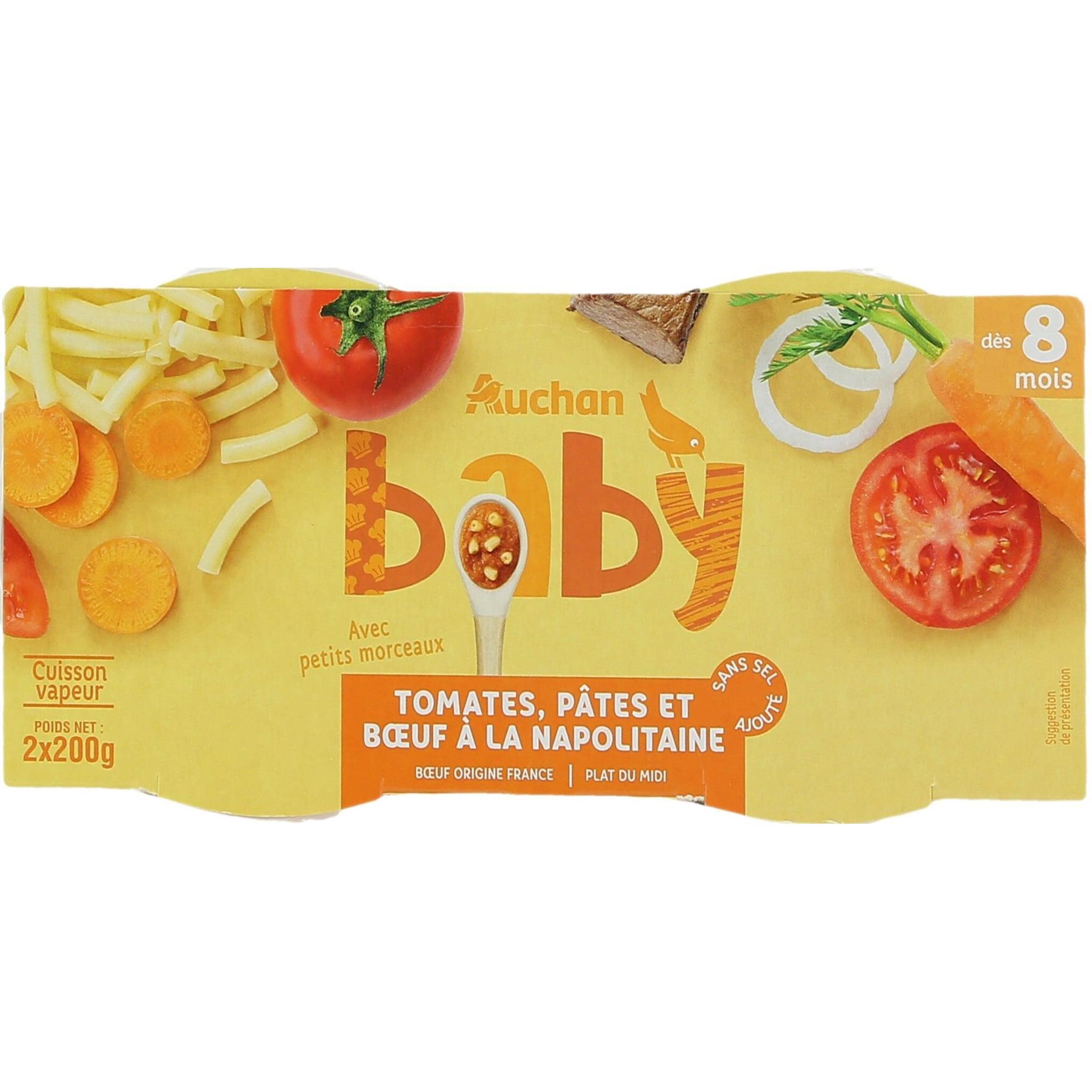AUCHAN Bol pâtes tomates boeuf dès 8 mois 2x200g