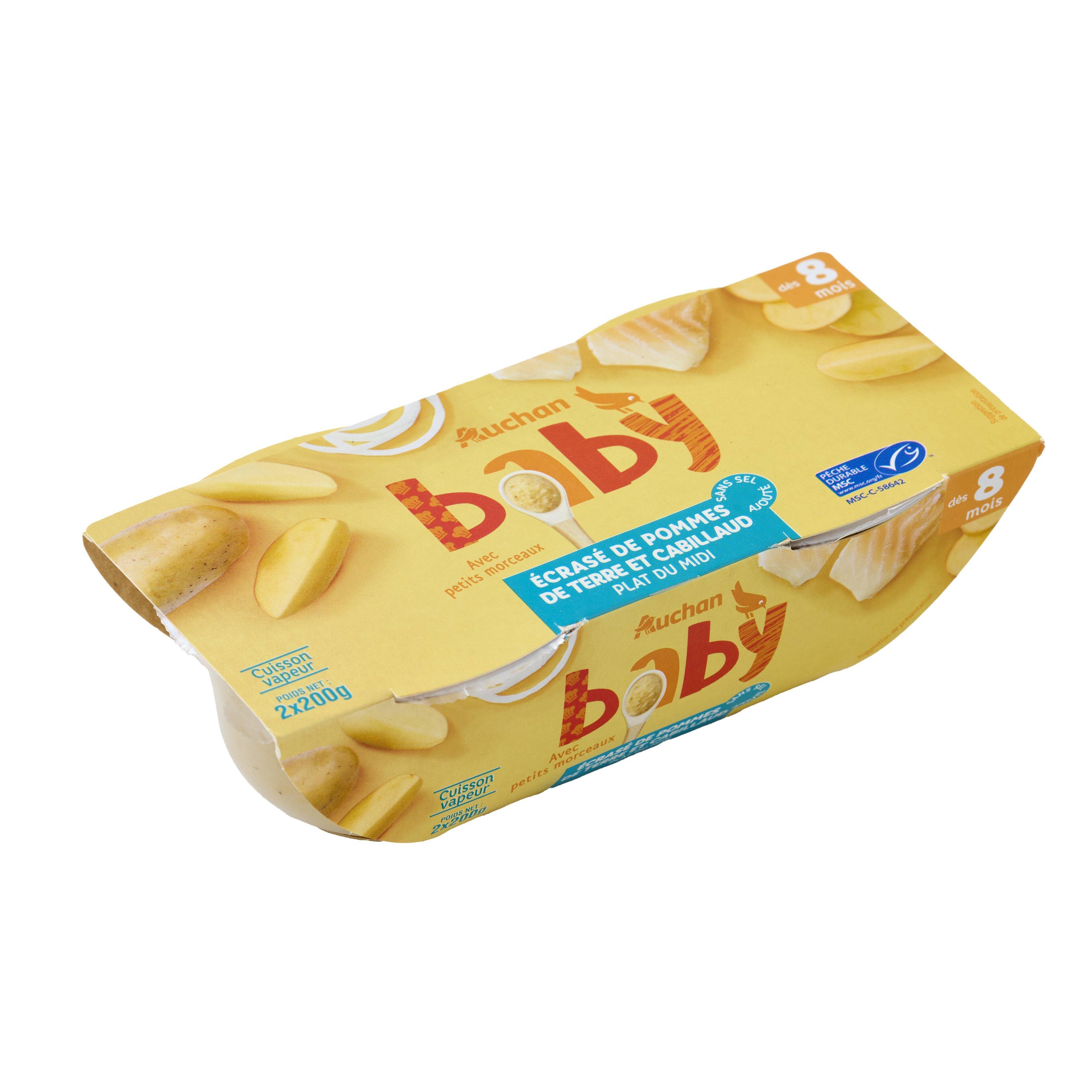 Voir la diapositive 2 : AUCHAN Bol parmentier de cabillaud MSC dès 8 mois 2x200g