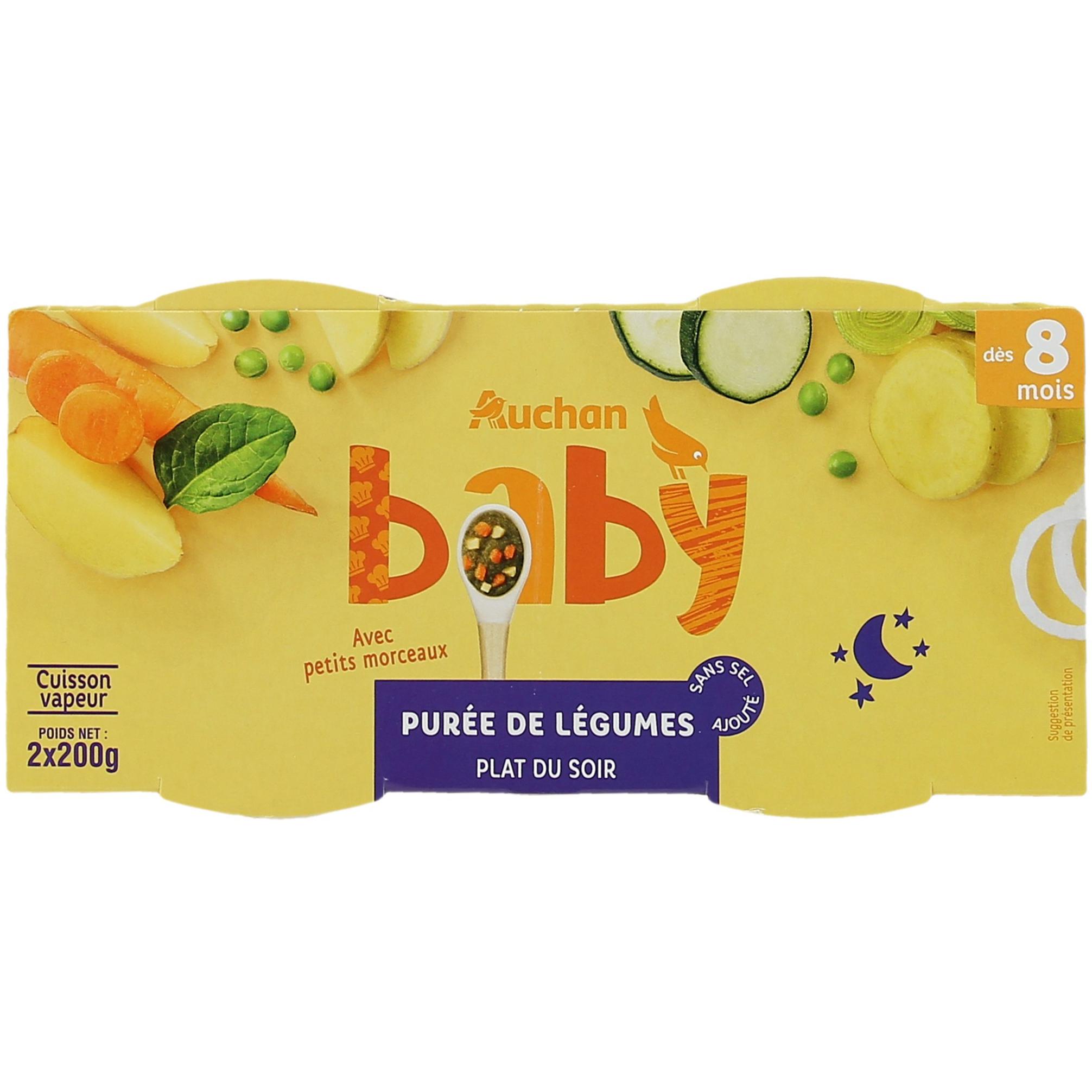 AUCHAN Purée légumes dès 8 mois 2x200g