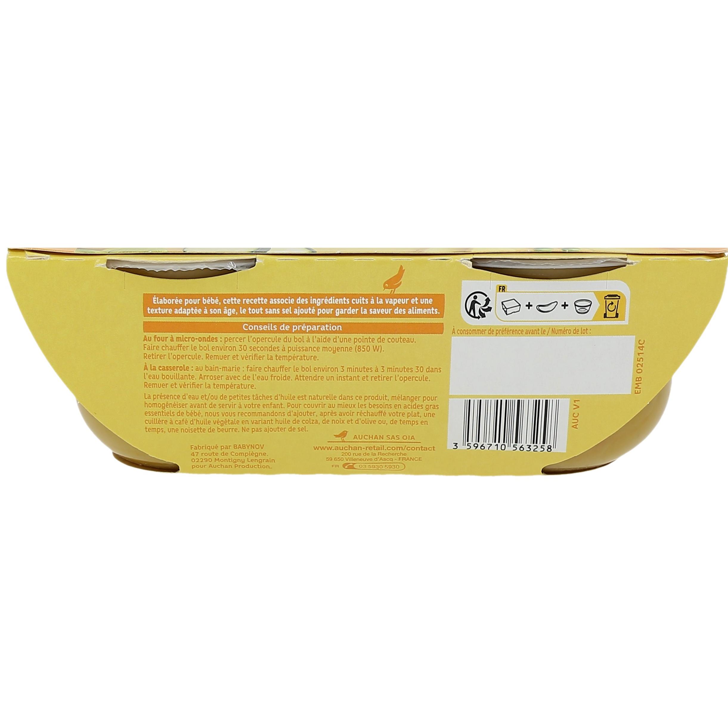 Voir la diapositive 2 : AUCHAN Purée légumes dès 8 mois 2x200g