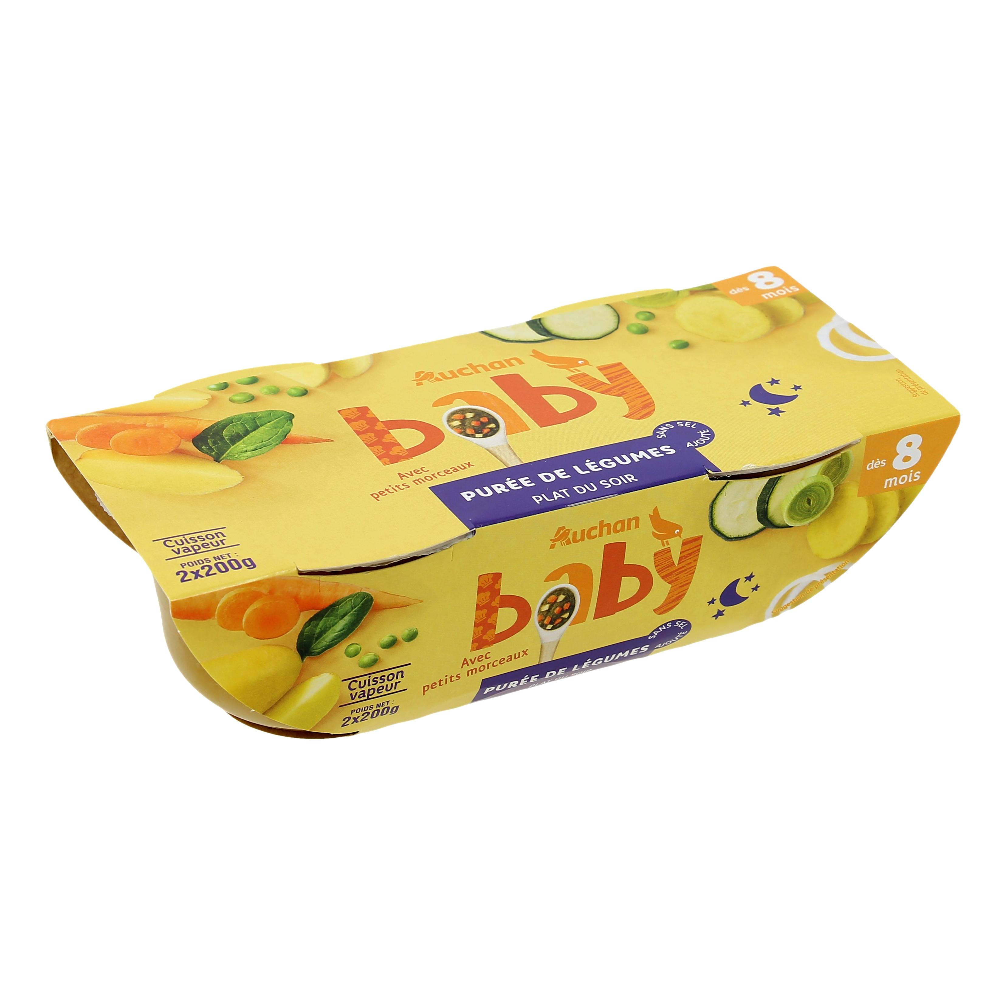Voir la diapositive 3 : AUCHAN Purée légumes dès 8 mois 2x200g