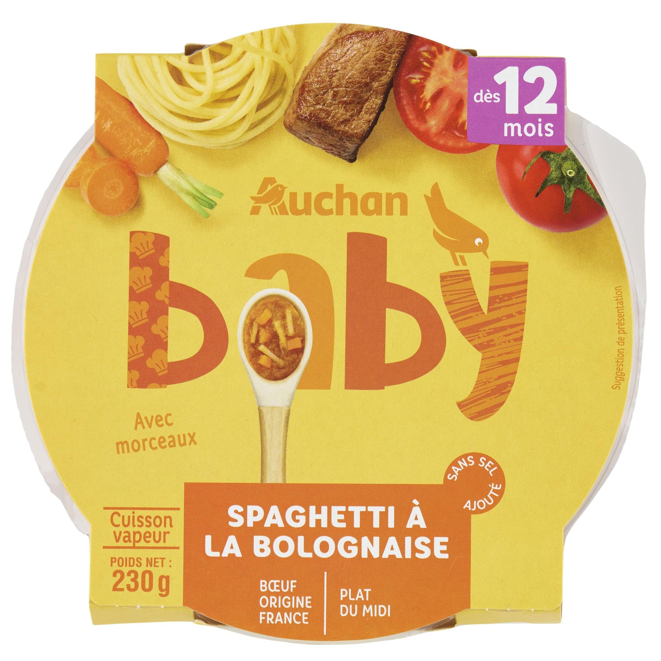 AUCHAN Assiette spaghetti bolognaise dès 12 mois 230g