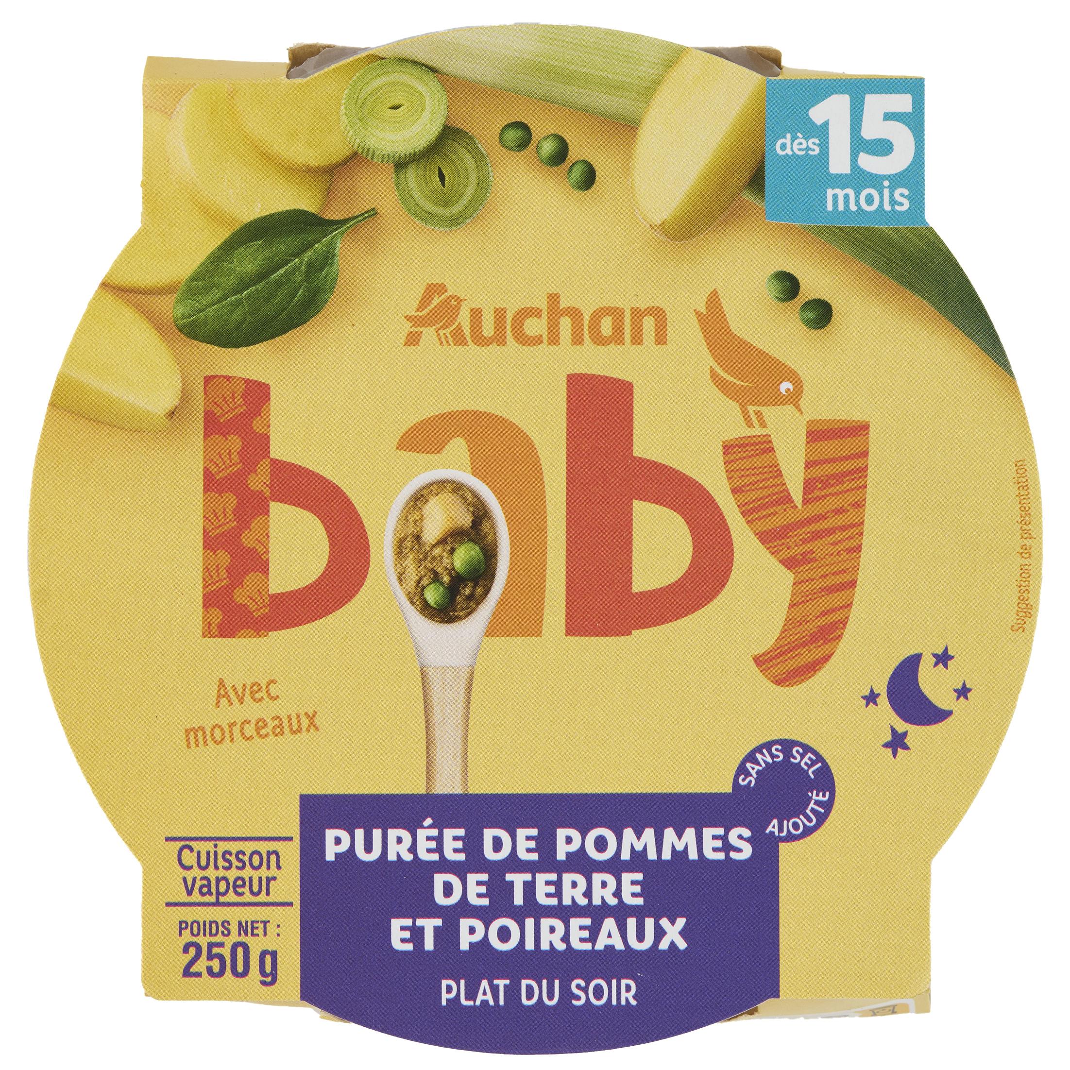 AUCHAN Assiette purée pomme de terre poireaux dès 15 mois 250g