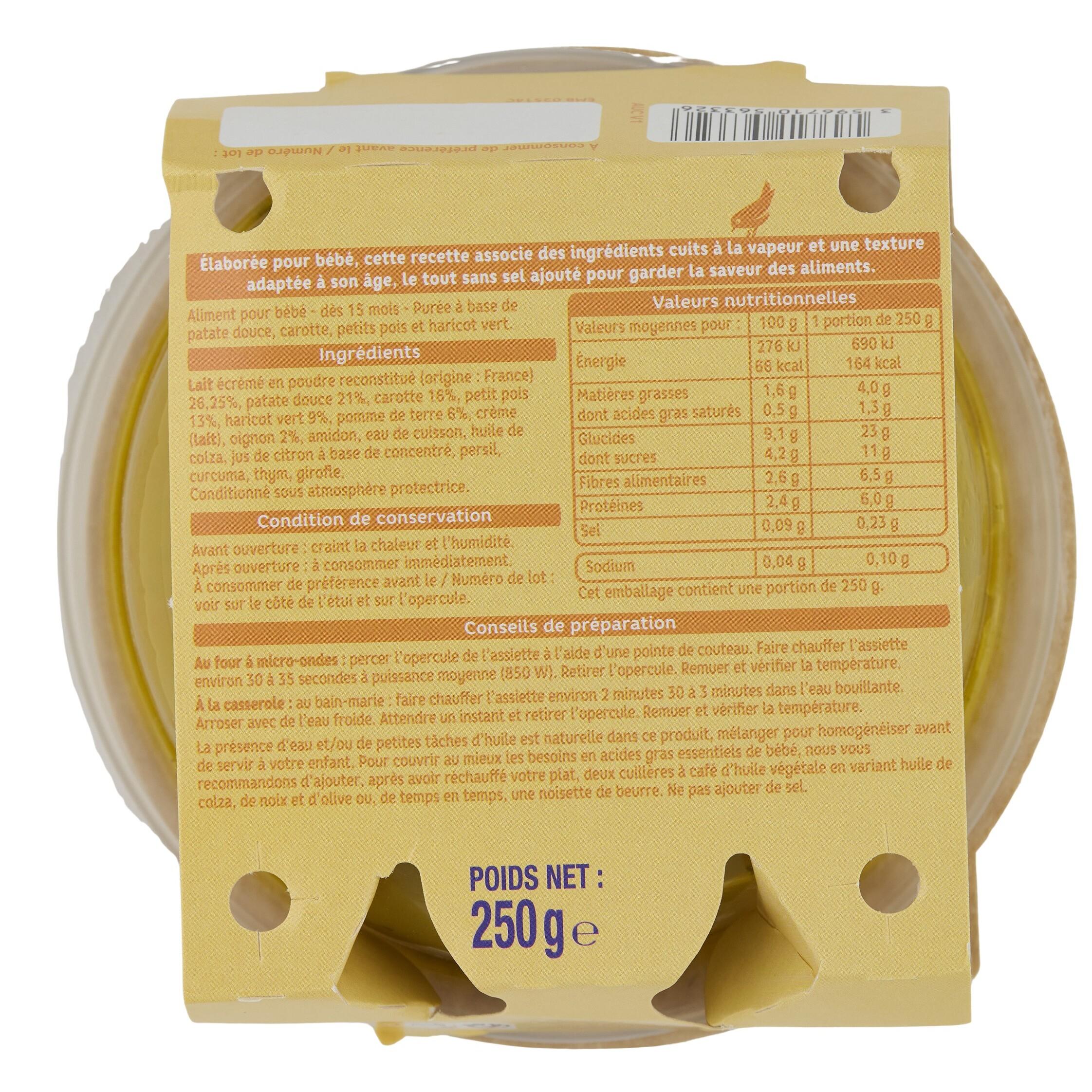 Voir la diapositive 2 : AUCHAN Assiette légumes patate douce dès 15 mois 250g