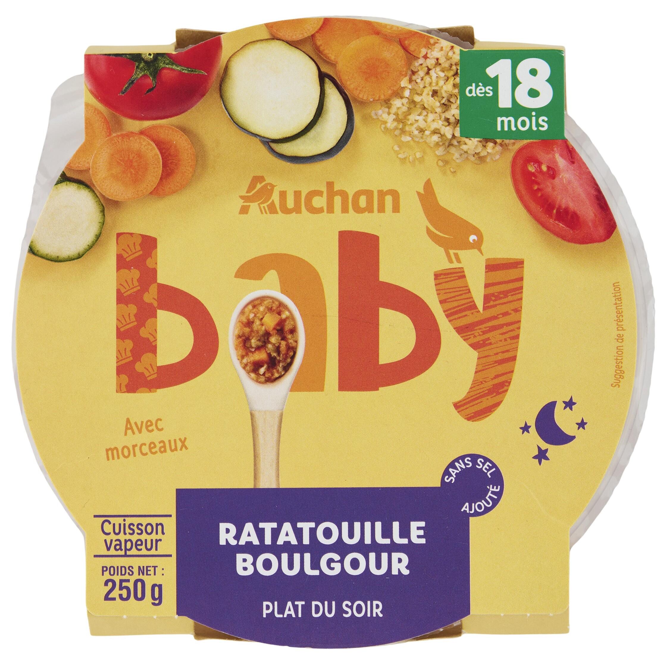 AUCHAN Assiette ratatouille boulghour lait dès 15 mois 250g