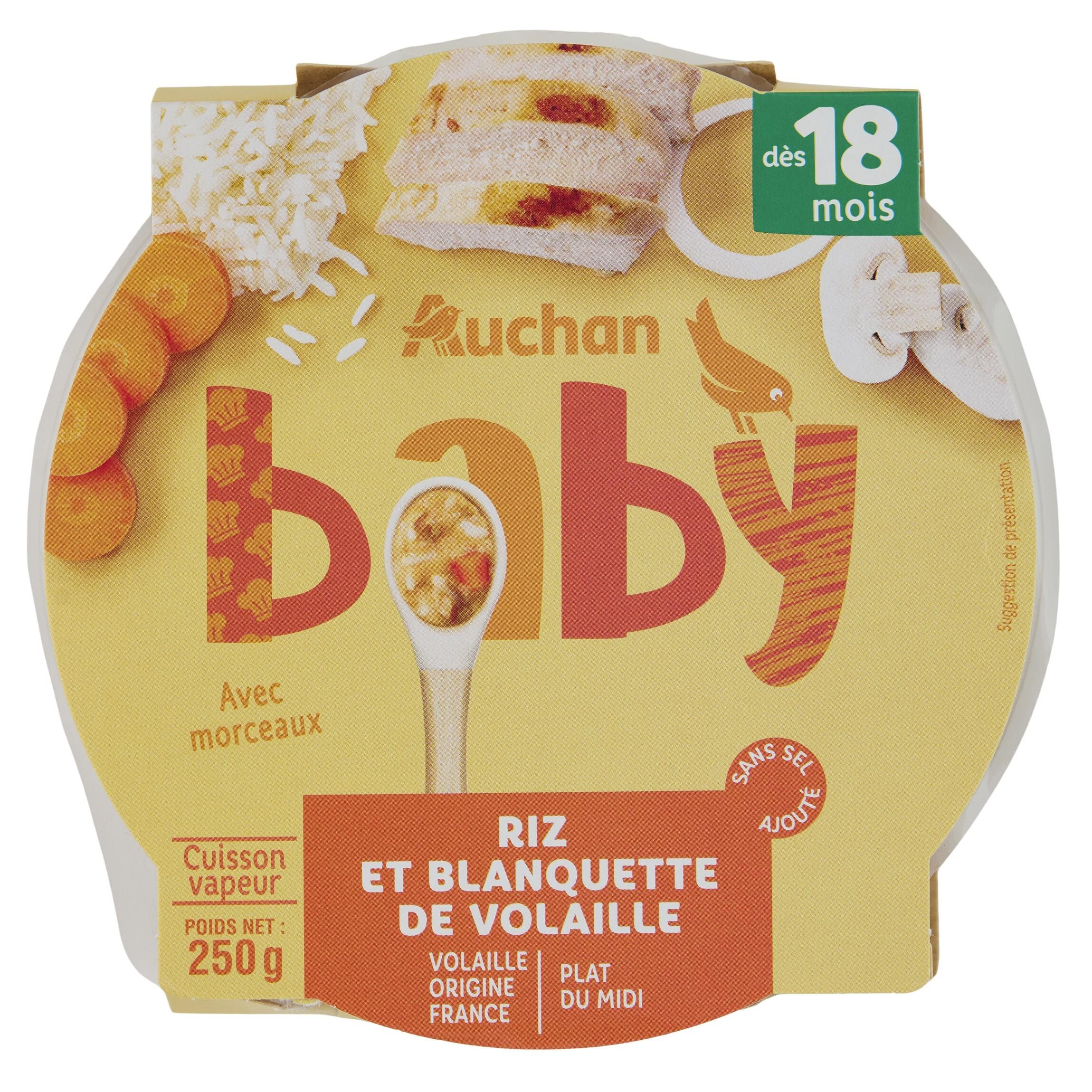 AUCHAN Assiette riz blanquette volaille dès 18 mois 250g