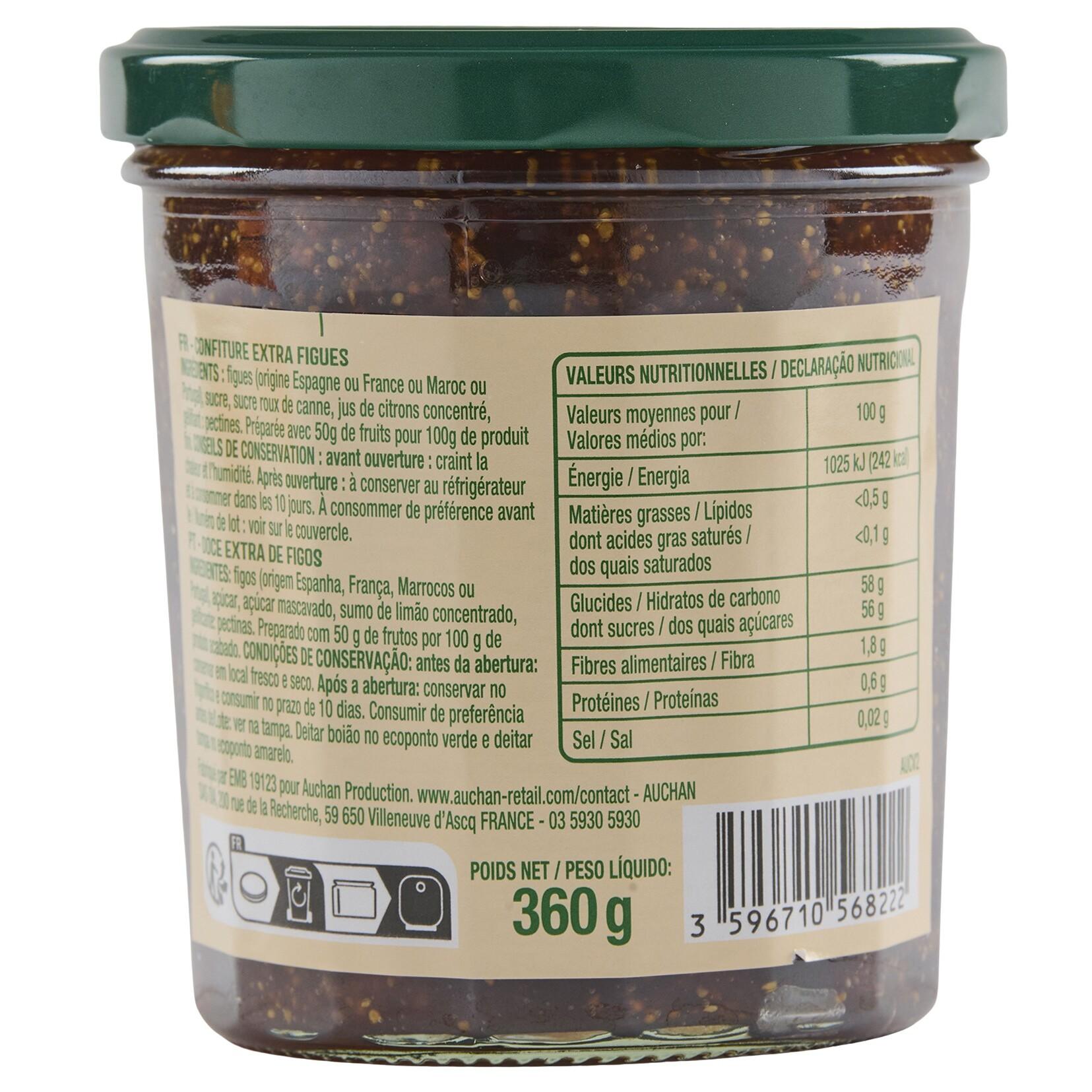 Voir la diapositive 3 : AUCHAN Confiture extra figue 360g