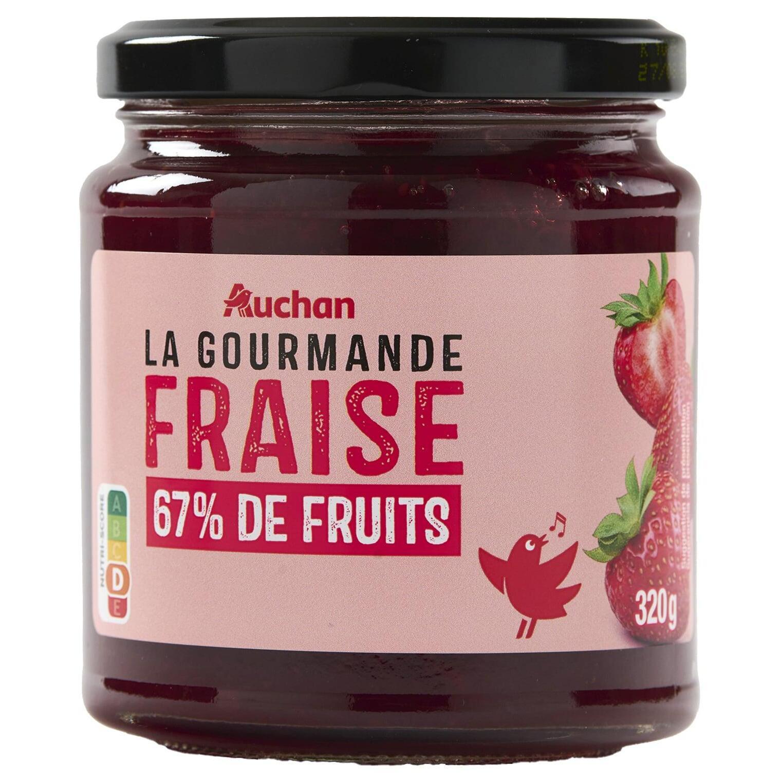 AUCHAN La Gourmande confiture fraise 67% de fruits 320g