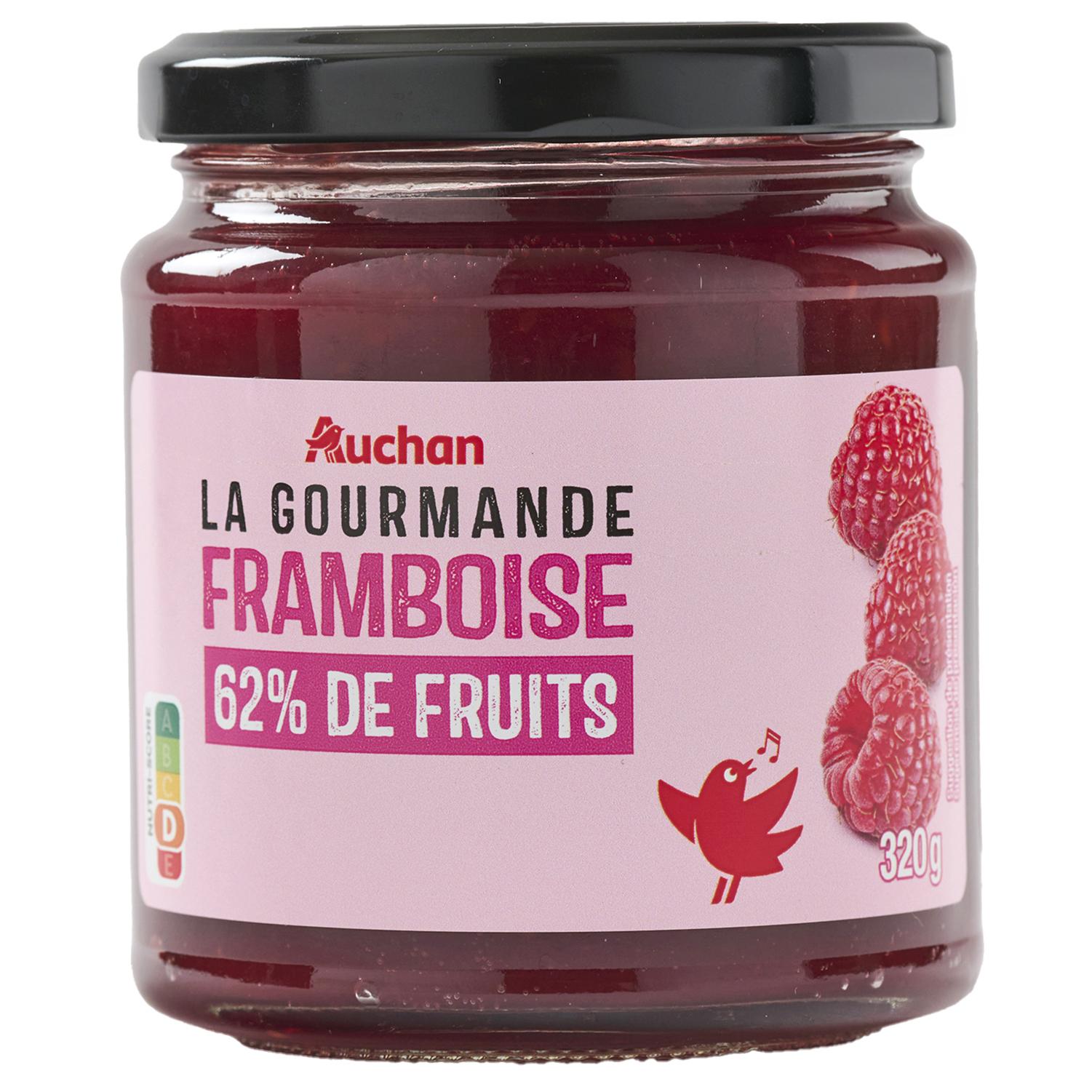 AUCHAN La Gourmande confiture framboise 62% fruits 320g