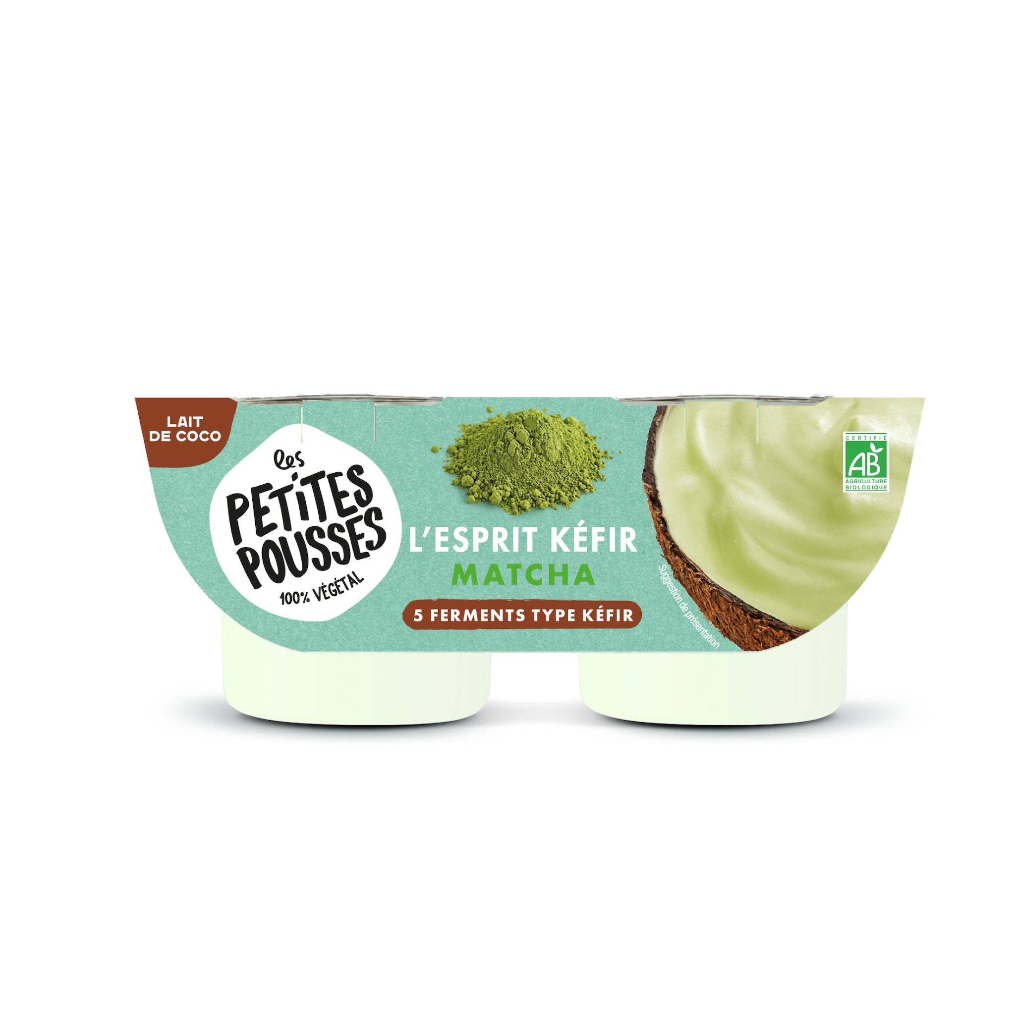 LES PETITES POUSSES Dessert végétal kéfir au lait de coco fermenté au thé matcha bio 2x100g