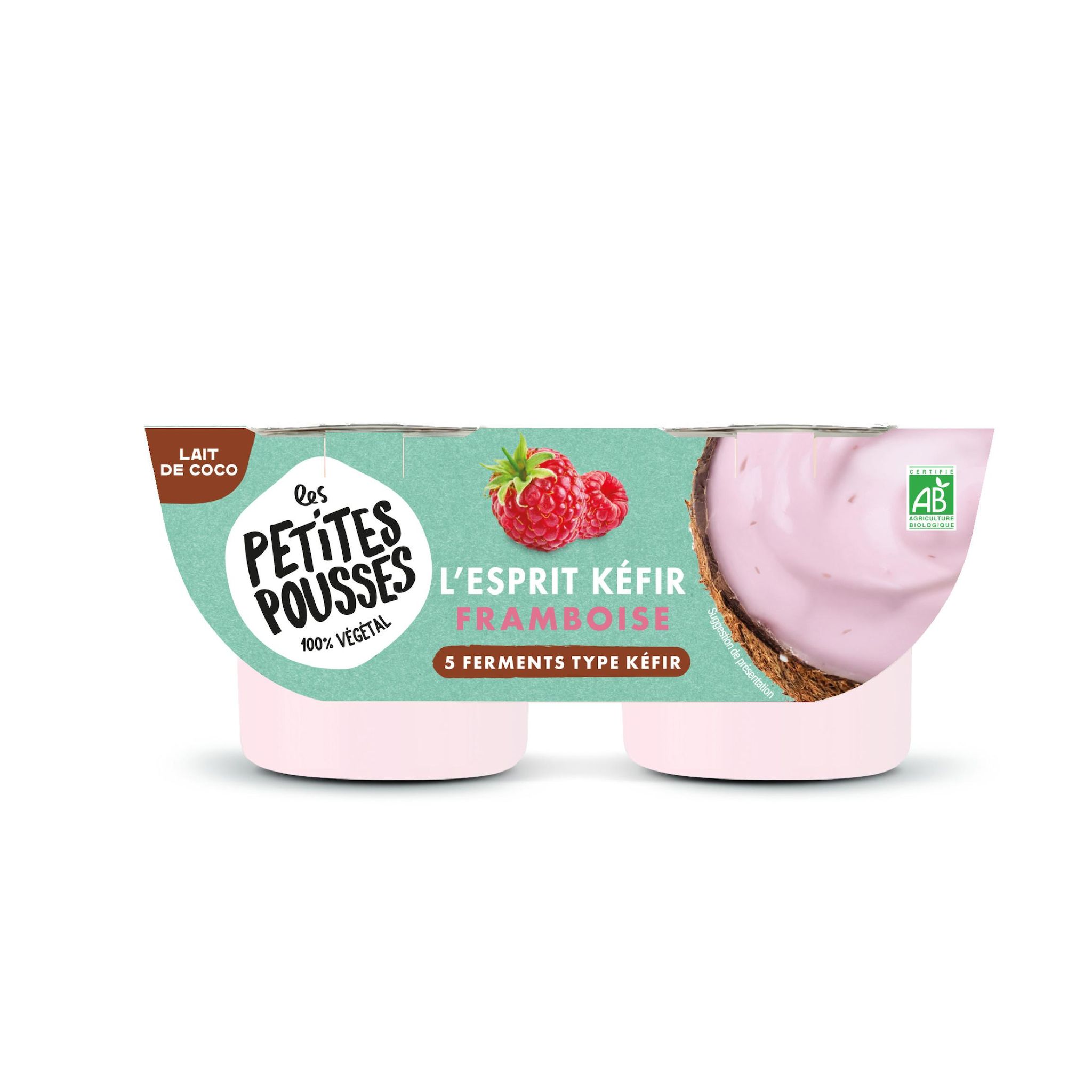 LES PETITES POUSSES Dessert végétal kéfir au lait de coco fermenté à la framboise bio 2x100g