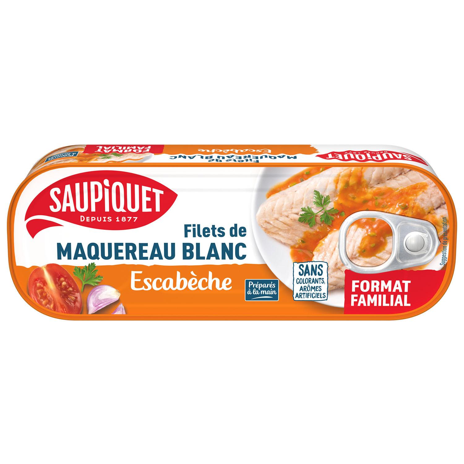 SAUPIQUET Maquereaux blancs filets à l'escabèche format familial 226g