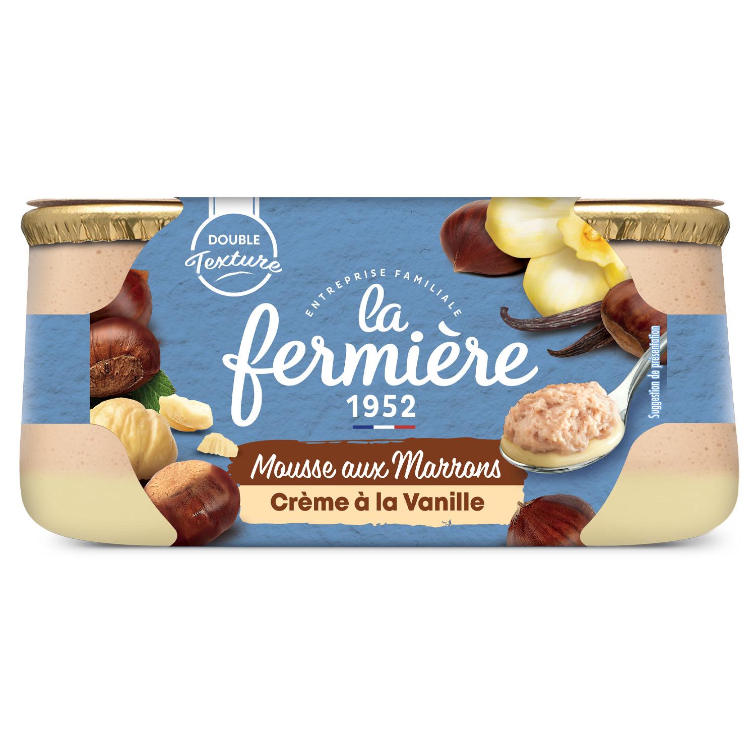 LA FERMIERE Mousse aux marron sur crème à la vanille 2x110g