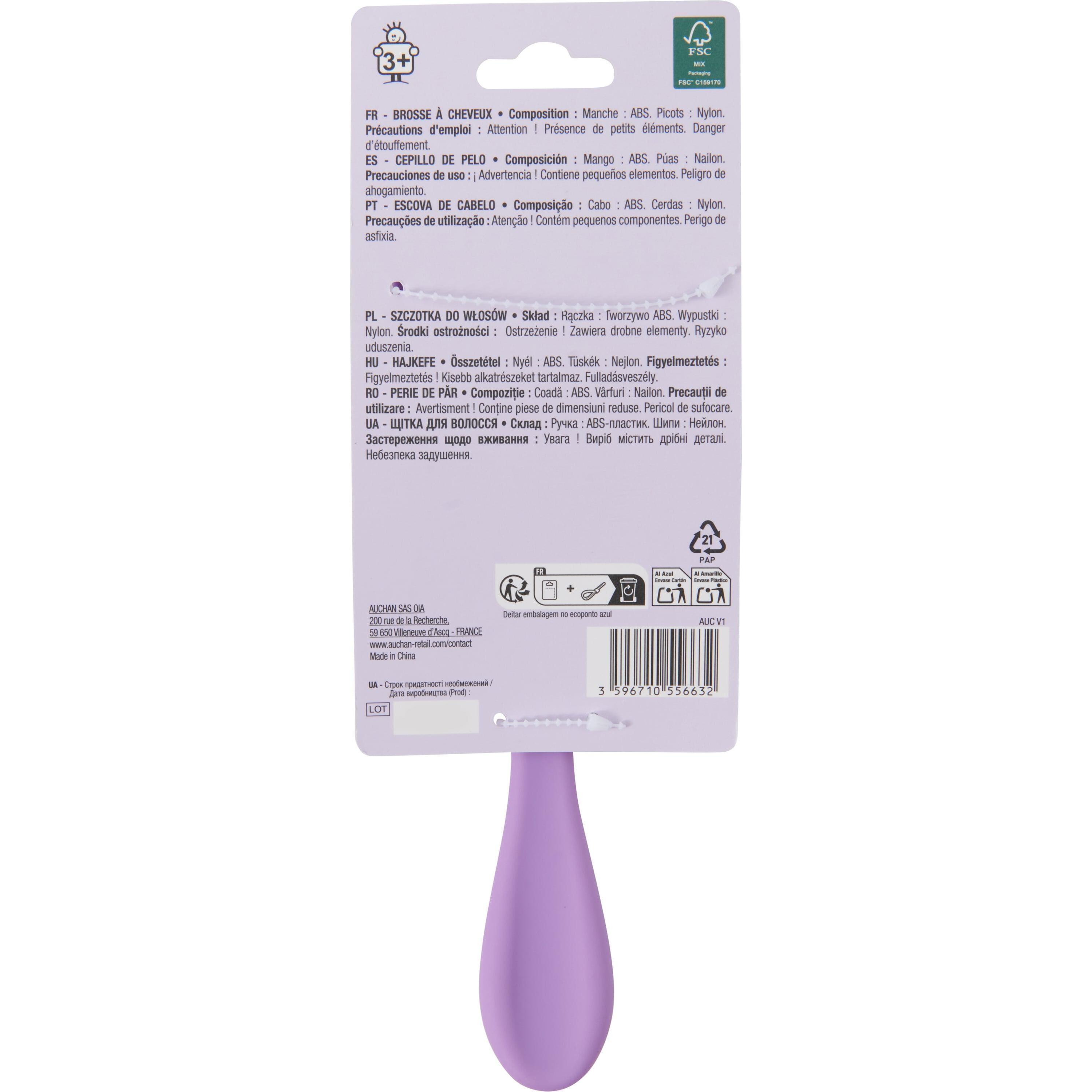 Voir la diapositive 2 : AUCHAN Brosse à cheveux paddle démêlante 1 pièce