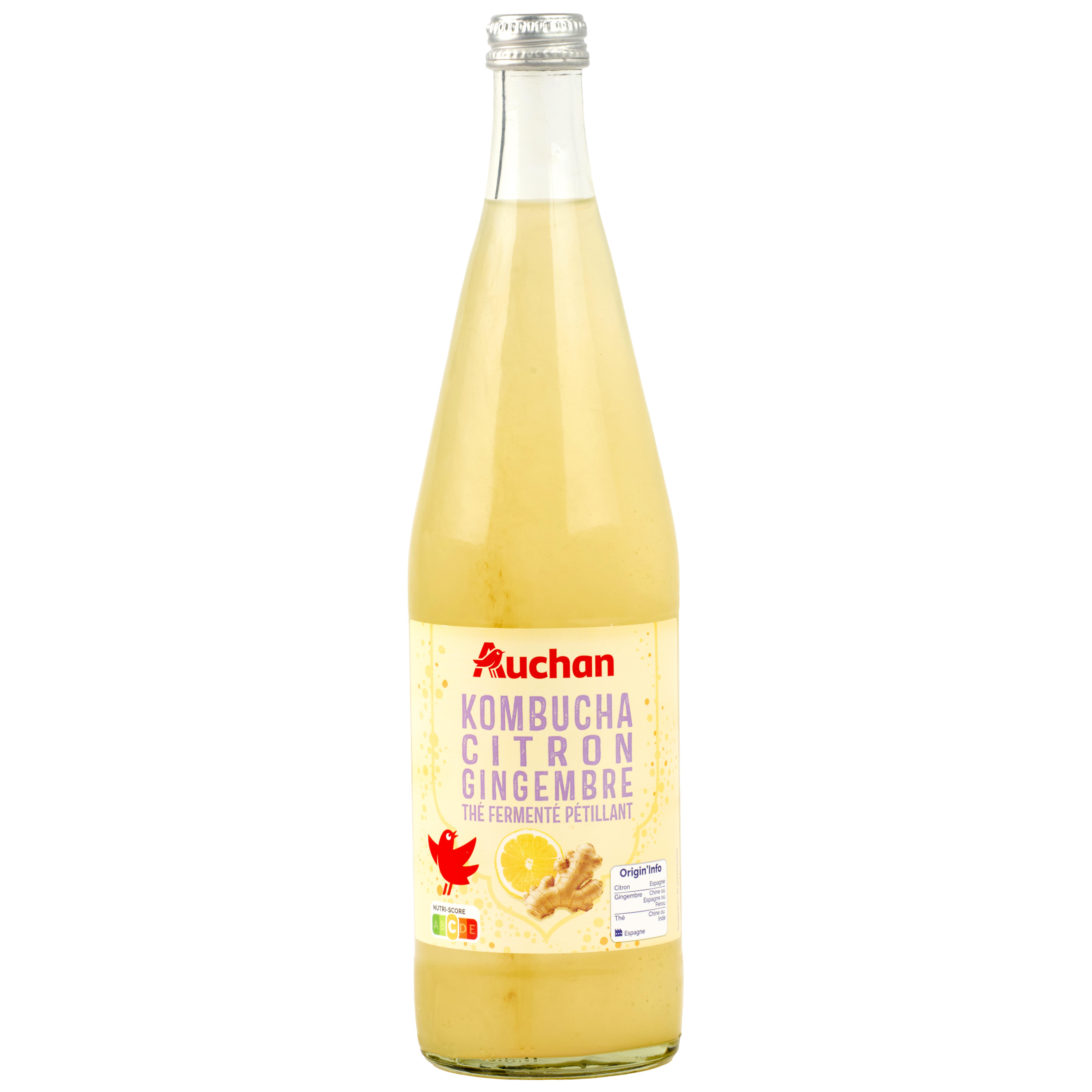 AUCHAN Kombucha pétillante citron gingembre 70cl