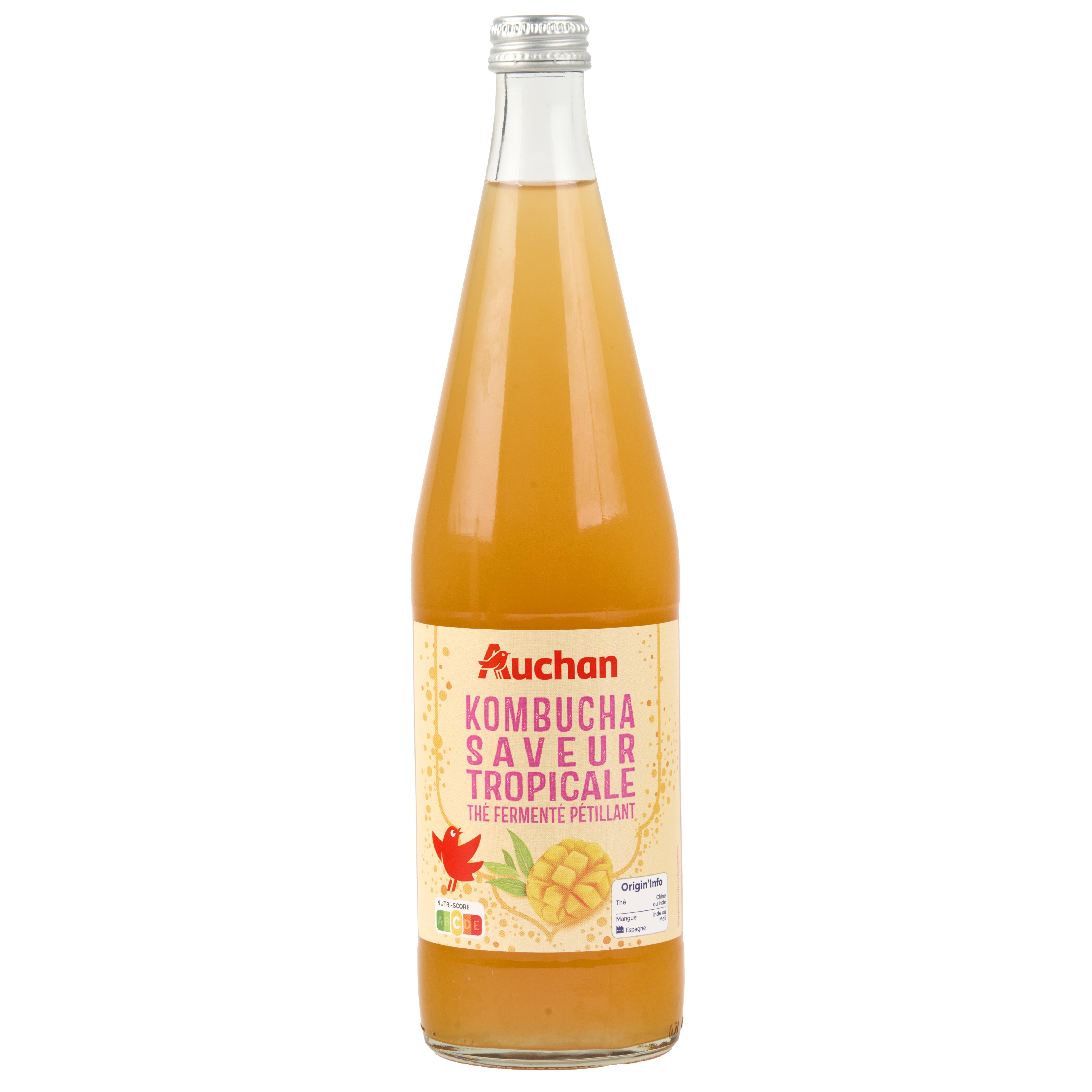 AUCHAN Boisson pétillante kombucha tropical 70cl