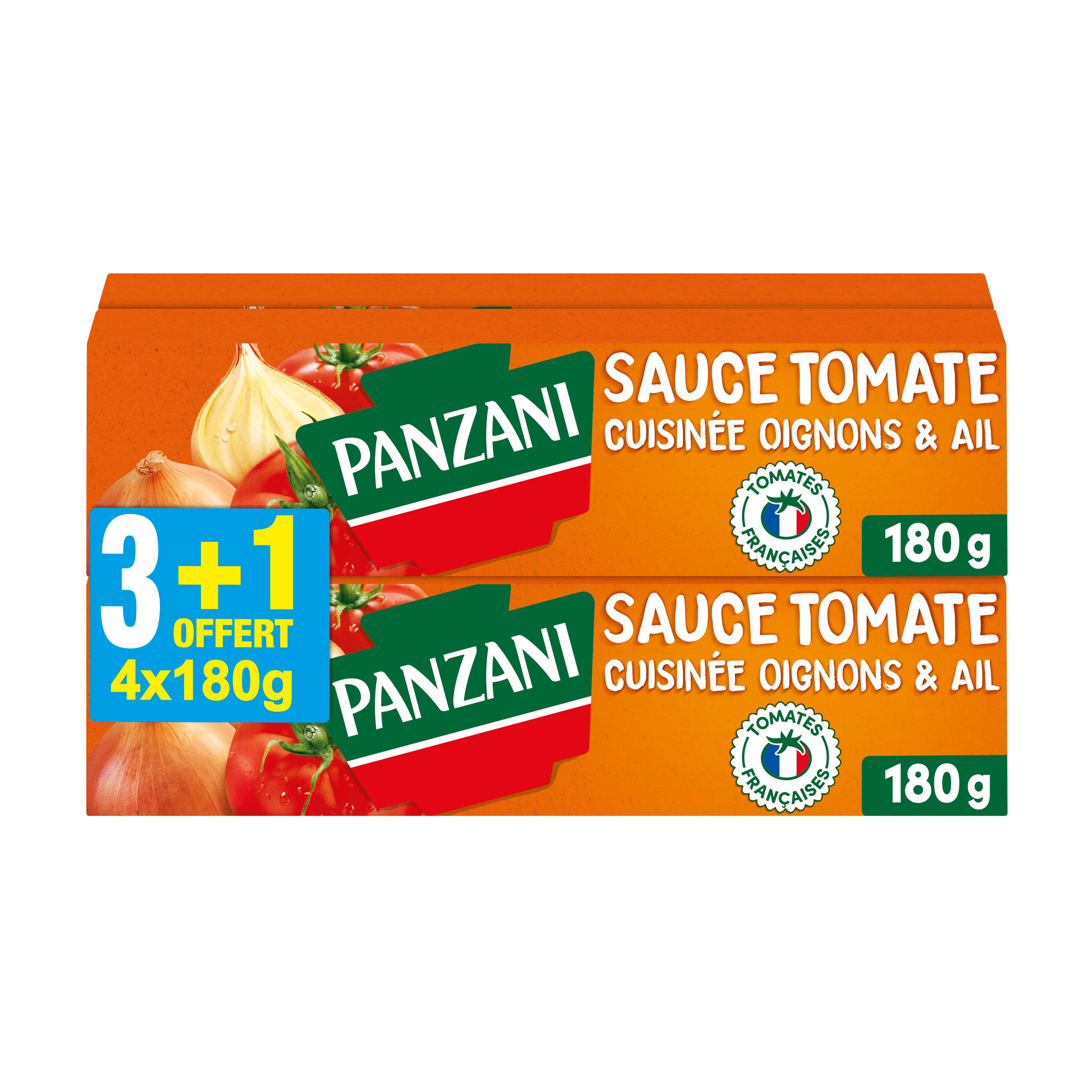 PANZANI Sauce tomate cuisinée en tube aux oignons et à l'ail 3+1 offert 4x180g