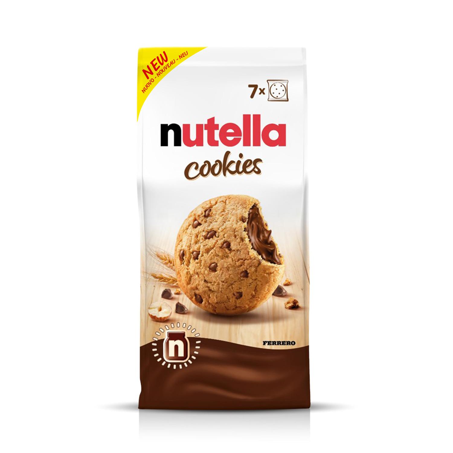 NUTELLA Cookies fourrés avec pépites au cacao et coeur noisettes cacao en sachets individuels 7 cookies 196g