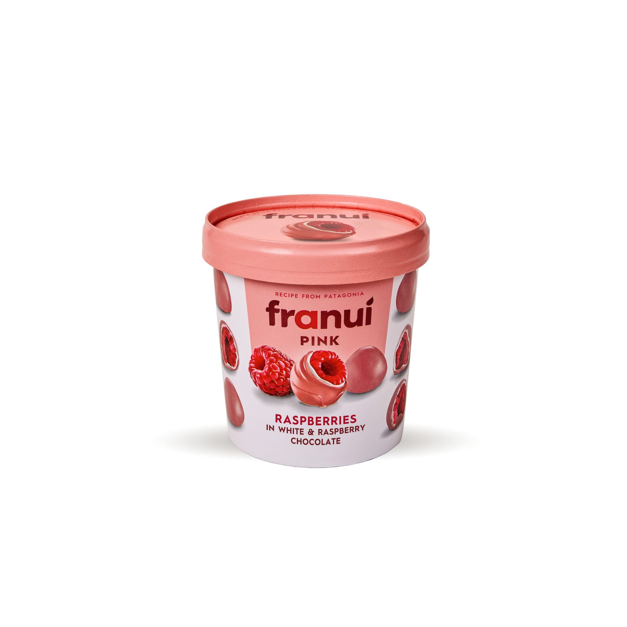 FRANUI Framboises glacés enrobées de chocolat blanc et chocolat à la framboise 150g