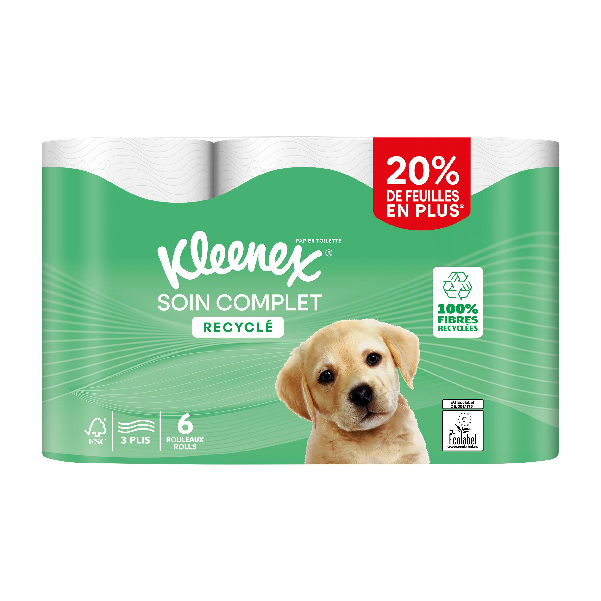 KLEENEX Papier toilette ecolabel soin complet recyclé 6 rouleaux
