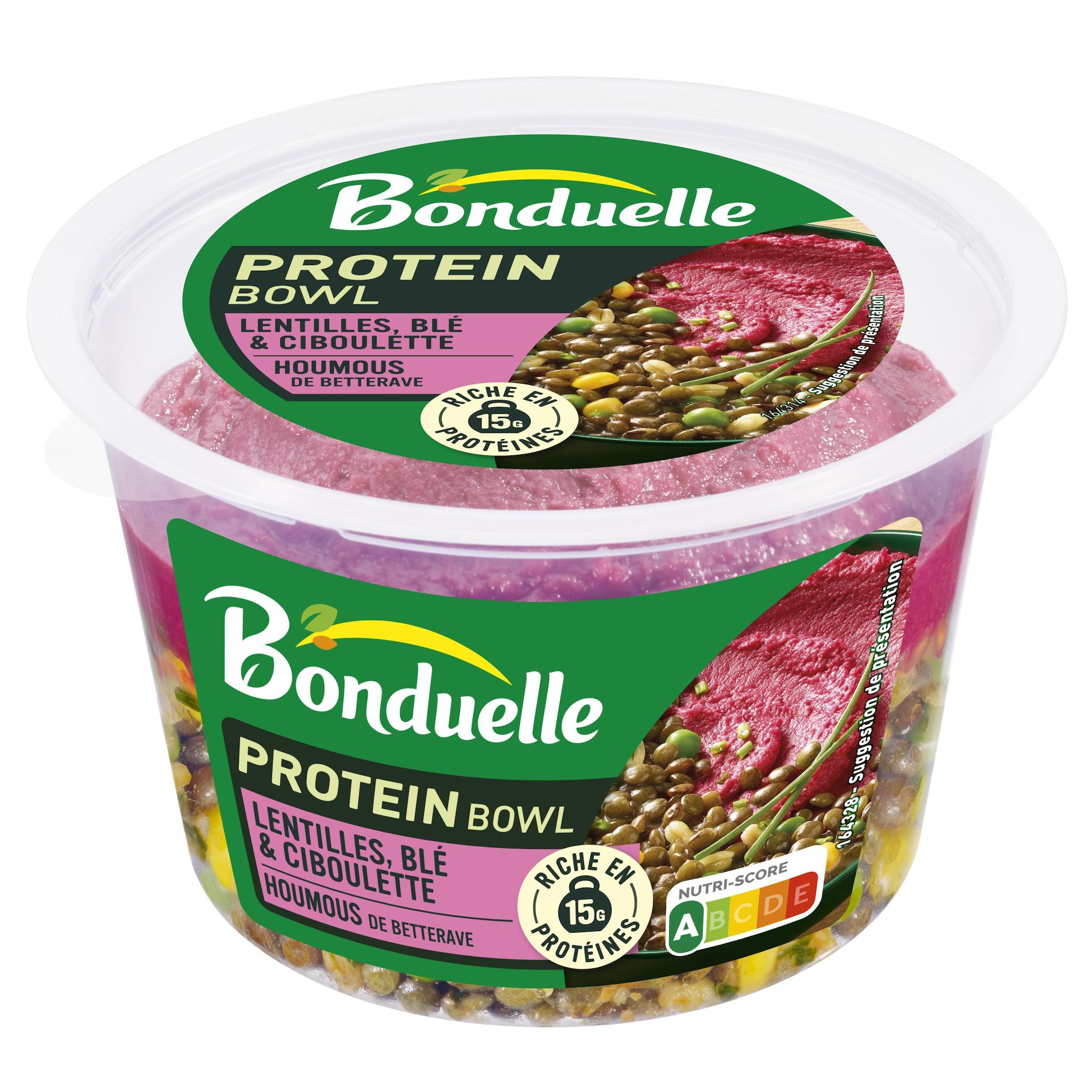 BONDUELLE Protein bowl lentilles blé et houmous de betterave 250g