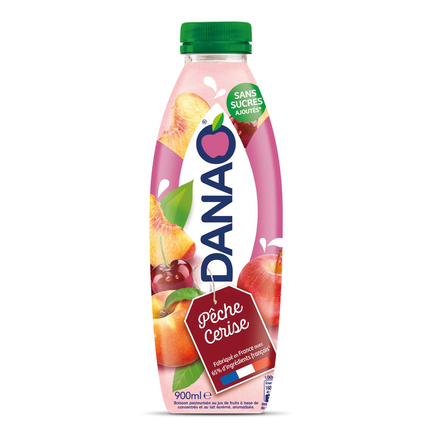DANAO Boisson lactée pêche et cerise sans sucres ajoutés 90cl
