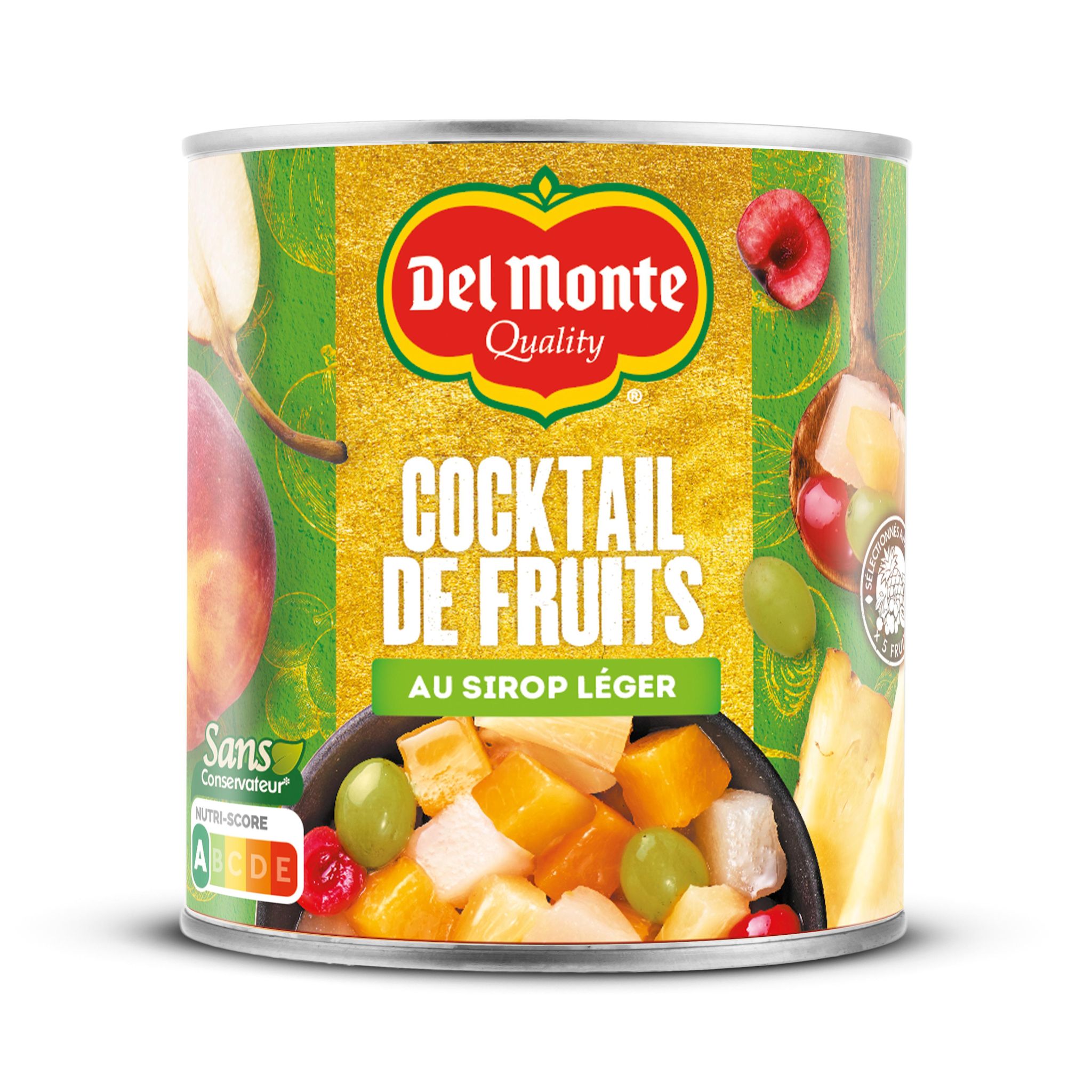 DEL MONTE Cocktail de fruits au sirop léger 825g