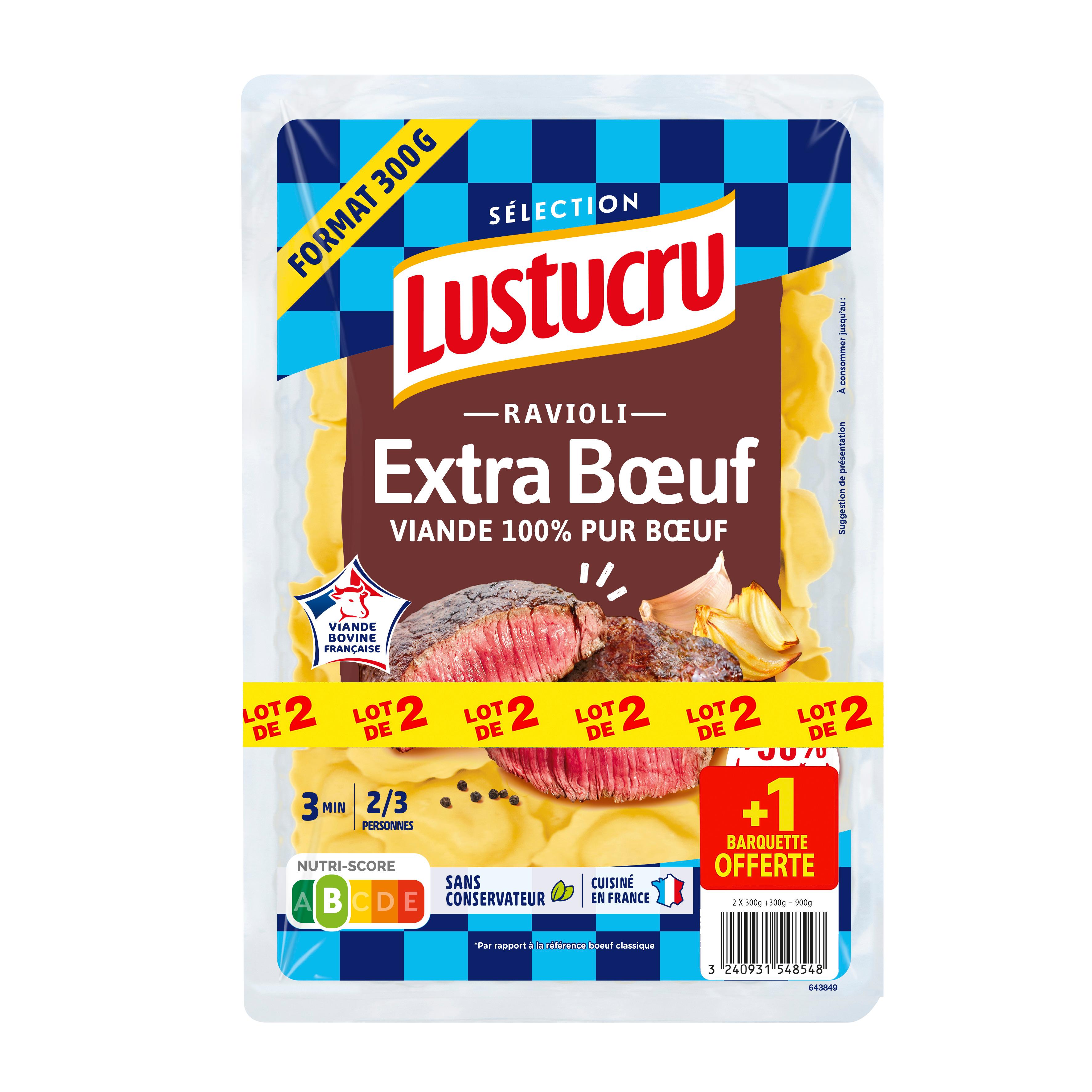 LUSTUCRU SELECTION Ravioli extra boeuf 6/9 parts 3x300g