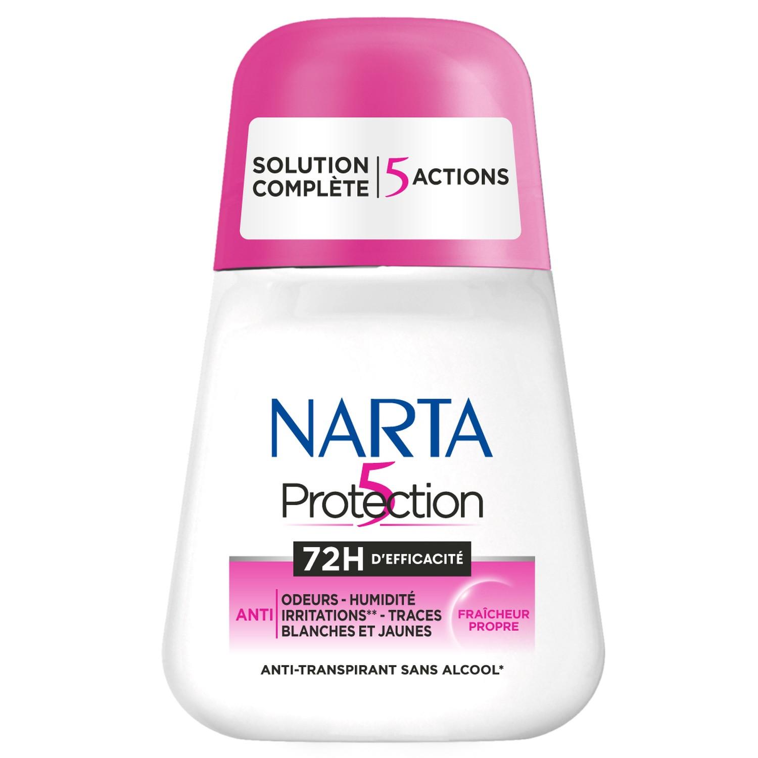 NARTA Protection 5 Déodorant bille 72H fraicheur propre 50ml