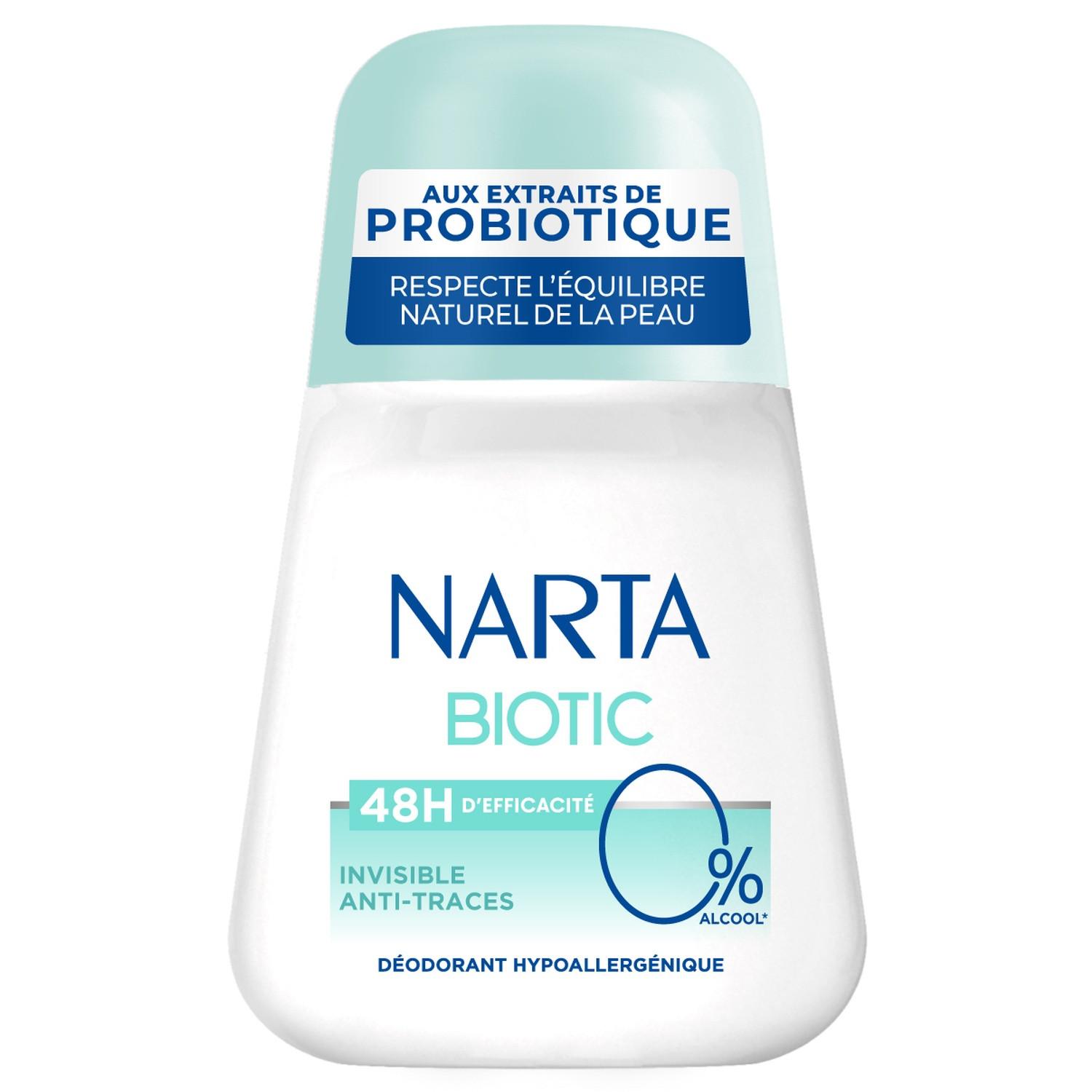NARTA Biotic Déodorant bille 48H invisible anti-traces 50ml