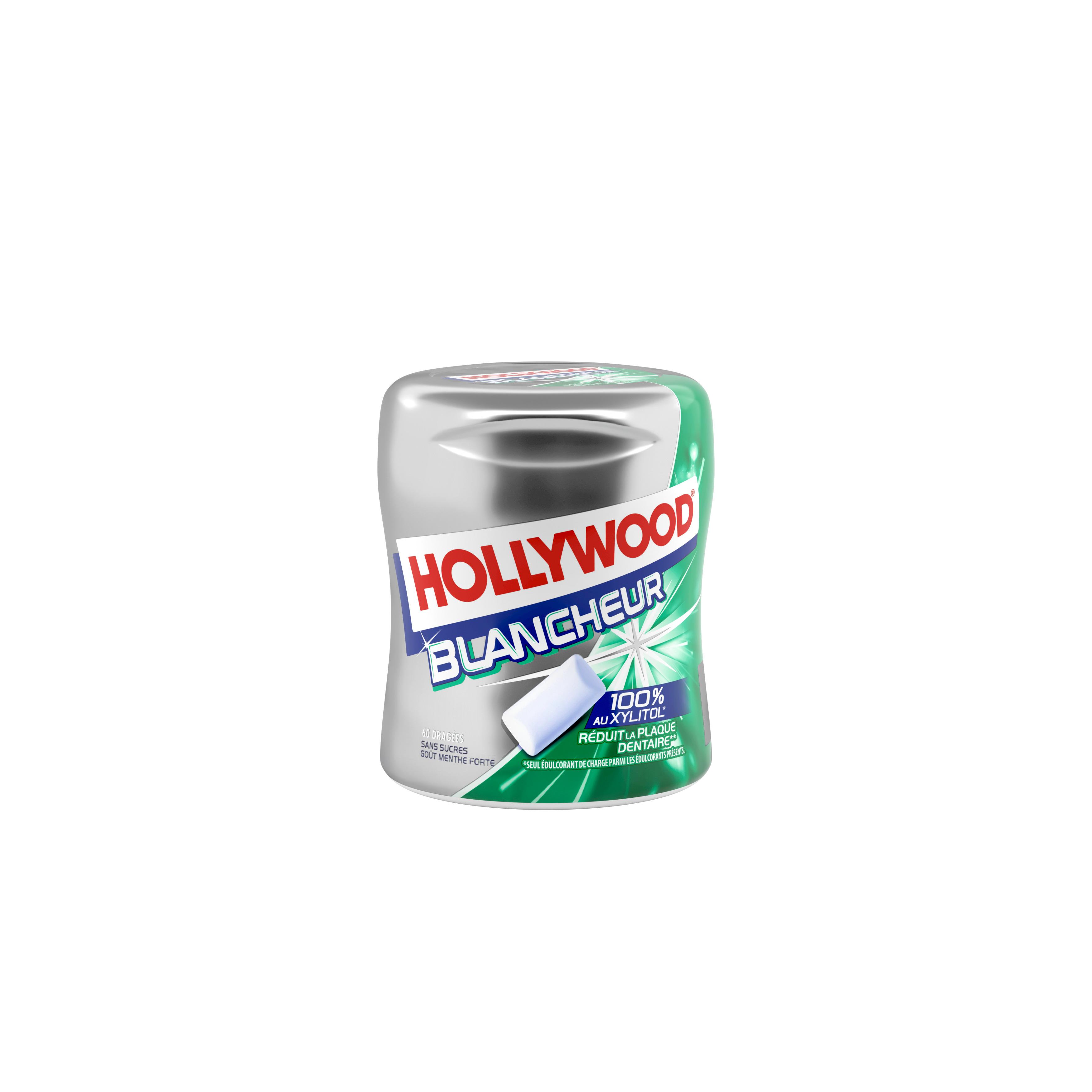 HOLLYWOOD Blancheur chewing-gums goût menthe verte sans sucres boîte 81g