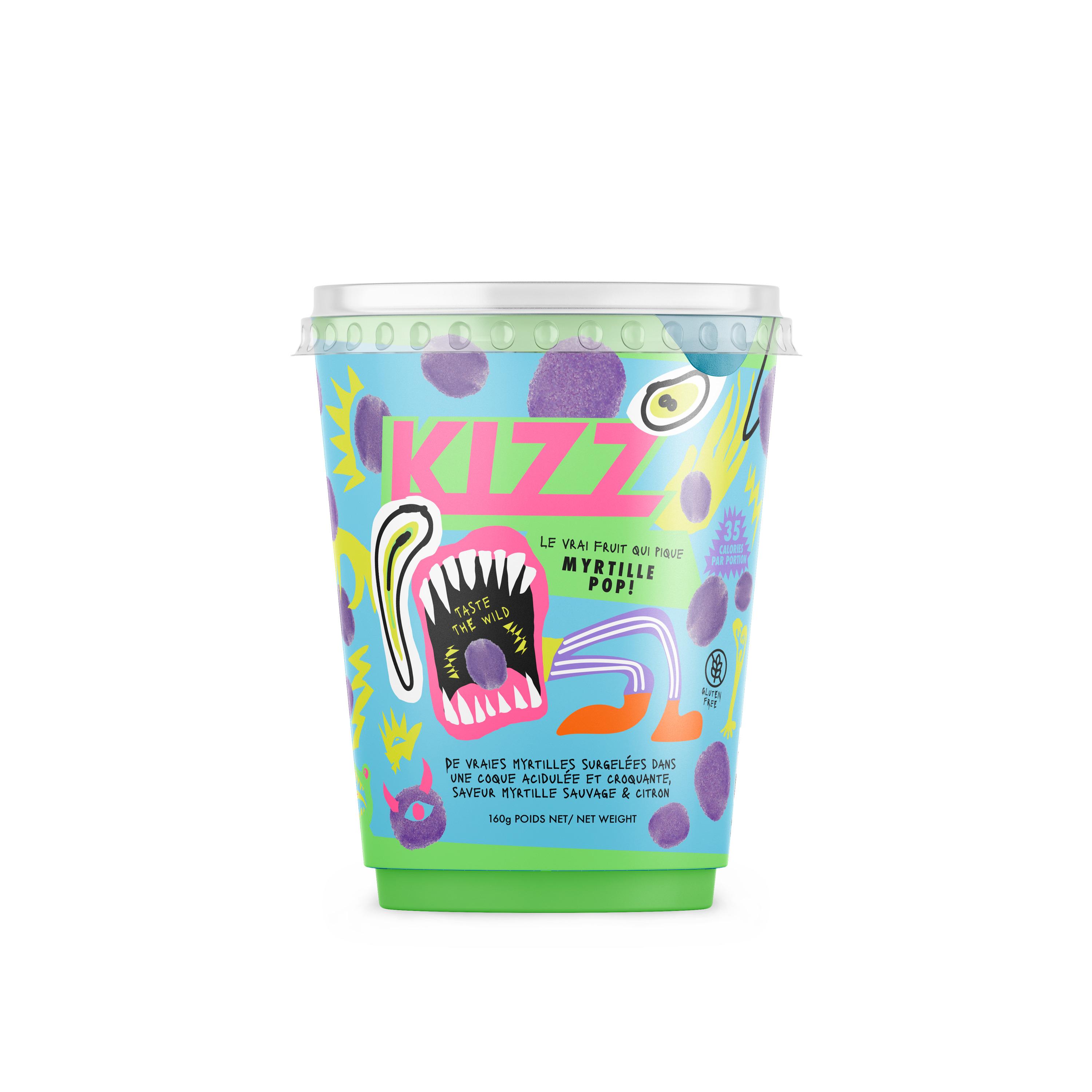 KIZZ Raisin surgelé enrobé de sucre acidulé goût myrtille 160g