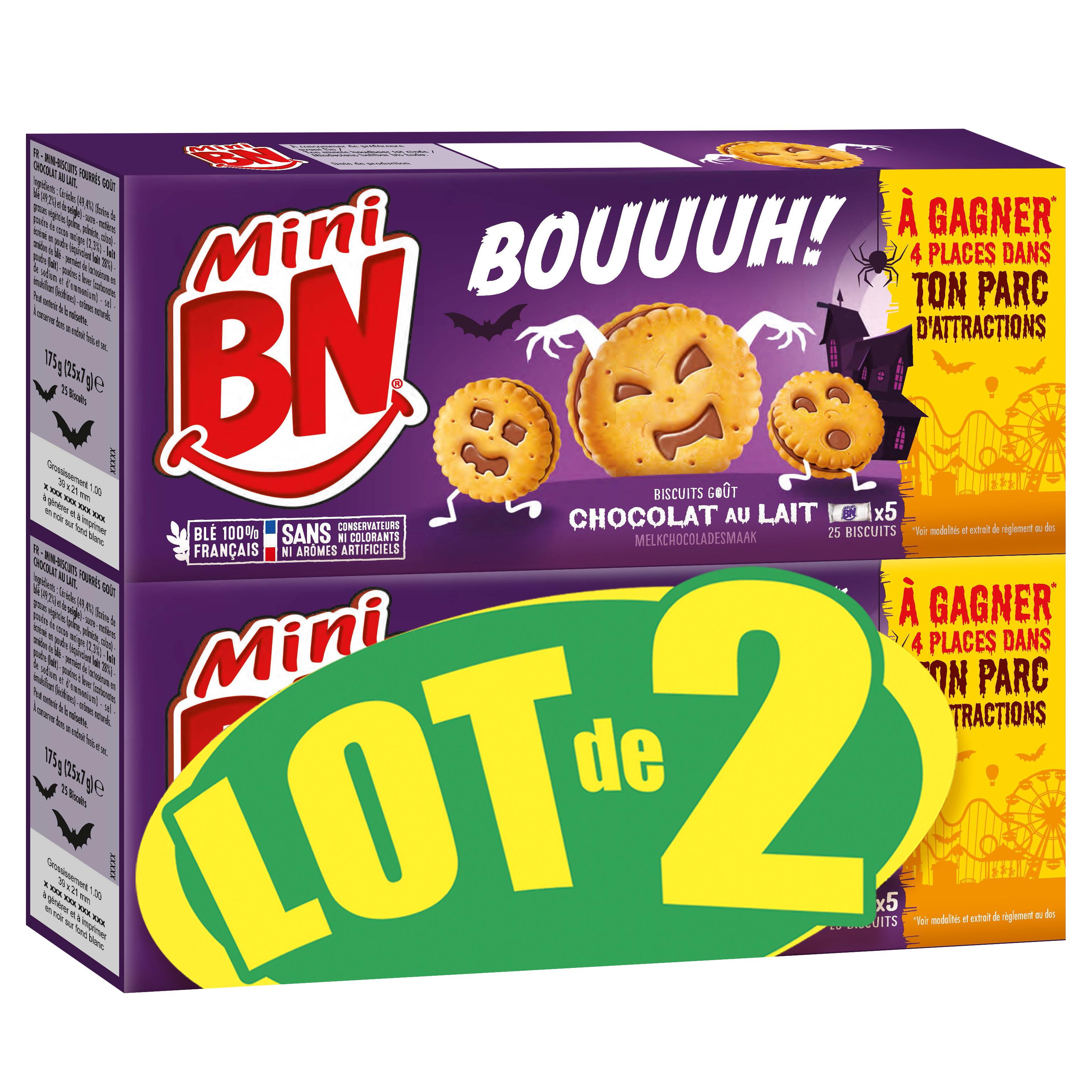 BN Biscuits fourrés au chocolat au lait Halloween 48 biscuits 2x175g