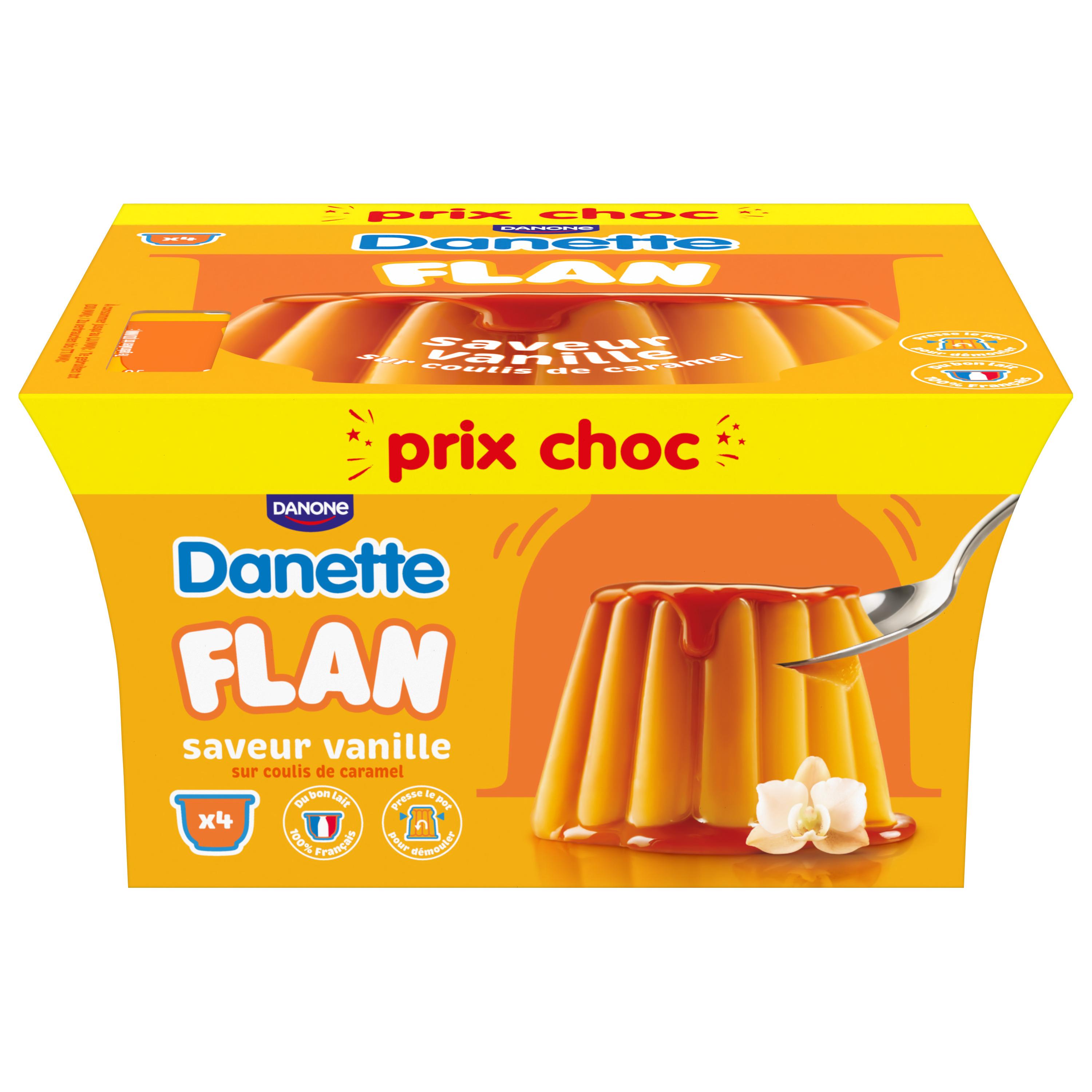 DANETTE Flan vanille sur coulis de caramel 4x95g