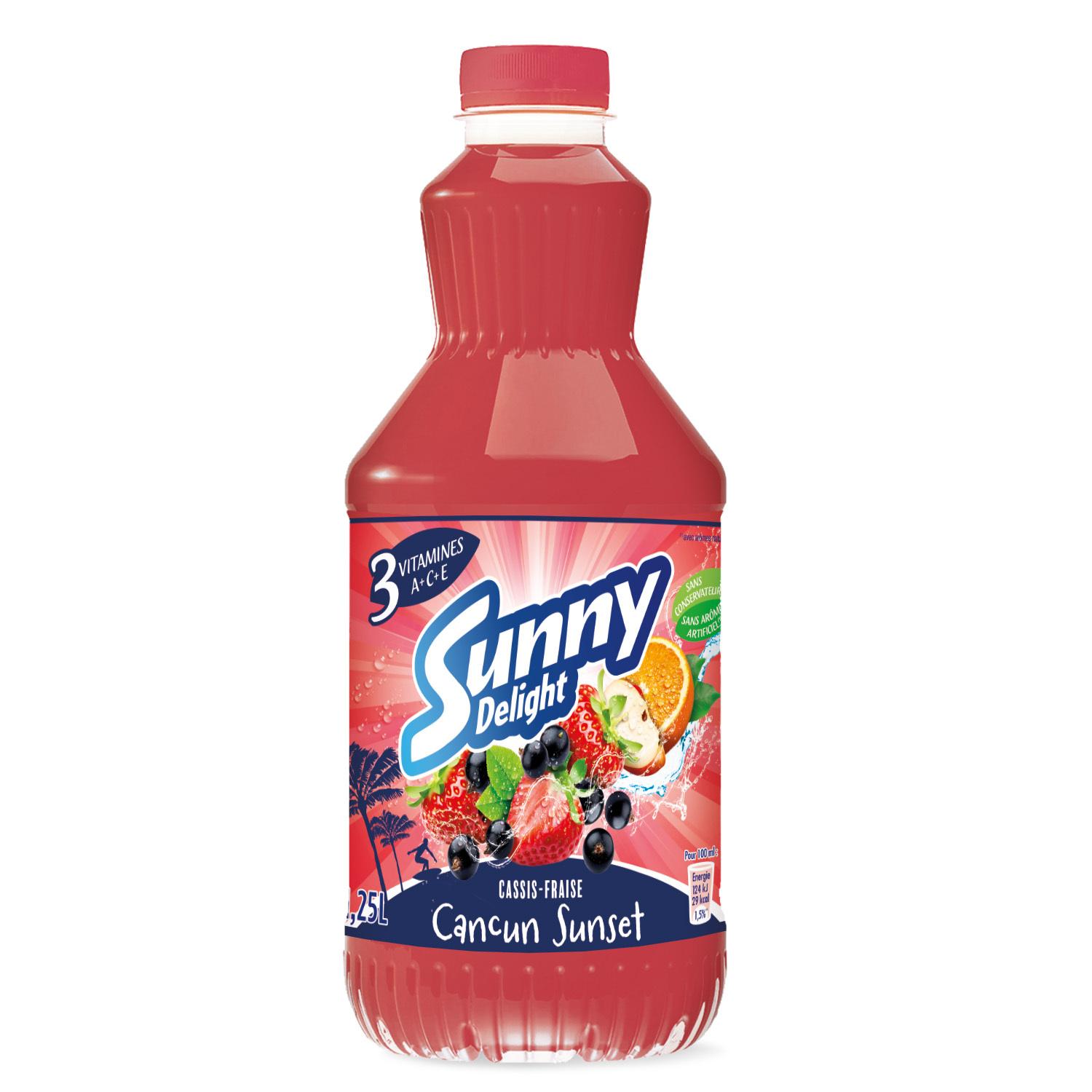 SUNNY DELIGHT Boisson rafraIchissante cassis fraise Cancun Sunset 1,25l