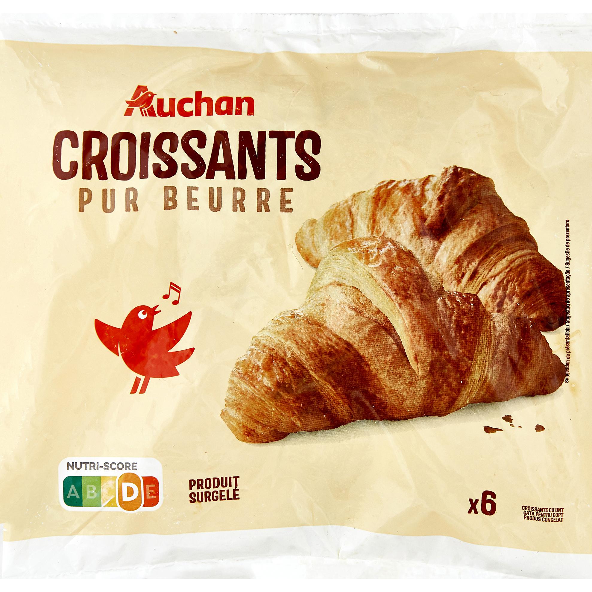 AUCHAN Croissants pur beurre 6 pièces 360g