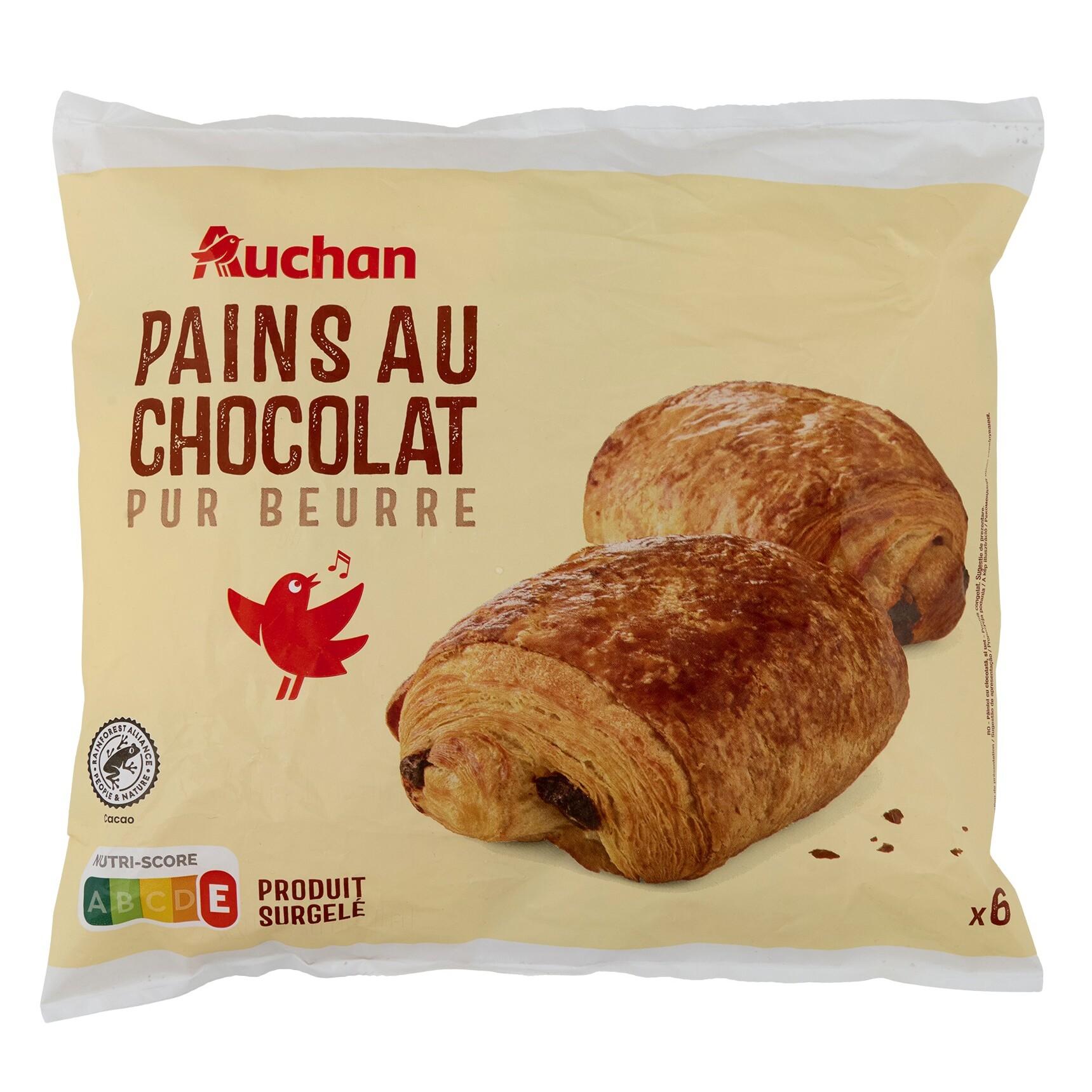 AUCHAN Pains au chocolat pur beurre 6 pièces 450g